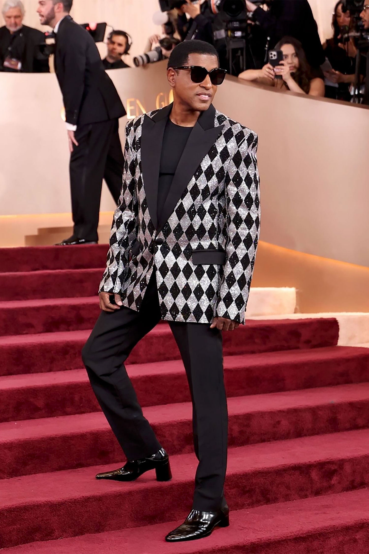 Kenny Edmonds in Baraba's Men Torva Rhinestone Blazer | Golden Globes Fashion