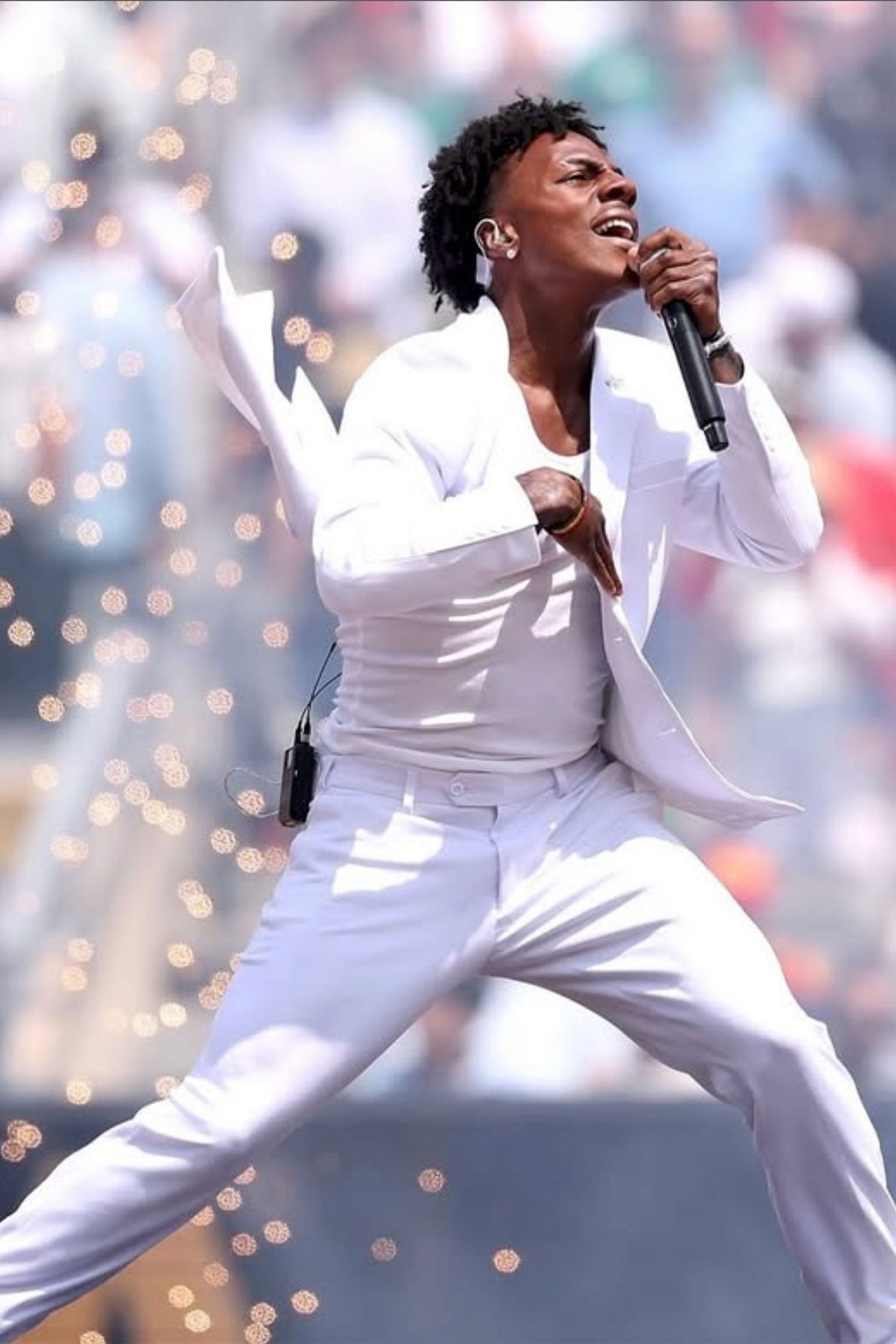 IShowSpeed performing in white Barabas Endless suit at FIFA World Cup 2026