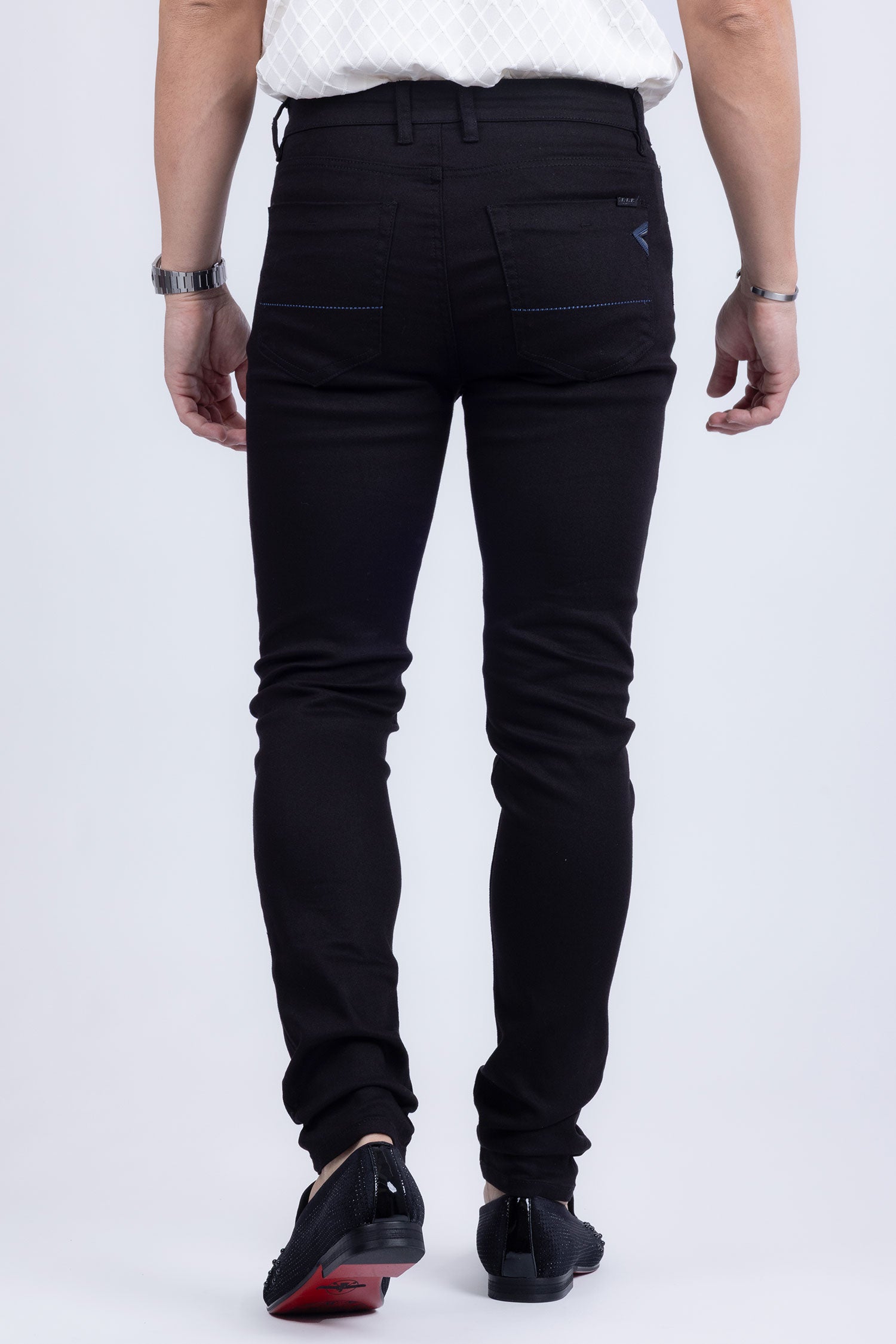Barabas Men's Skinny Fit Classic Denim Solid Color Jeans 1700 Black