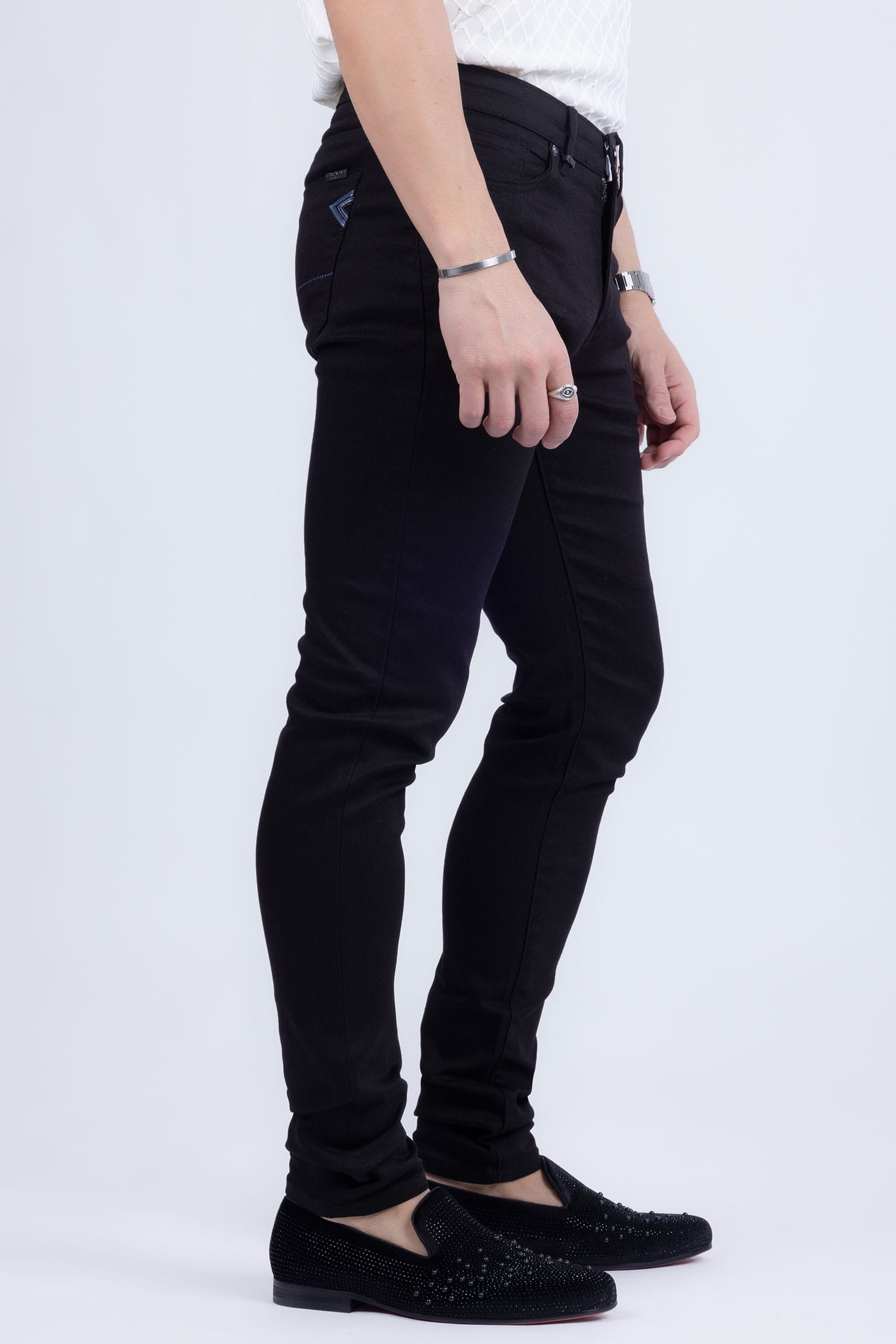 Barabas Men's Skinny Fit Classic Denim Solid Color Jeans 1700 Black