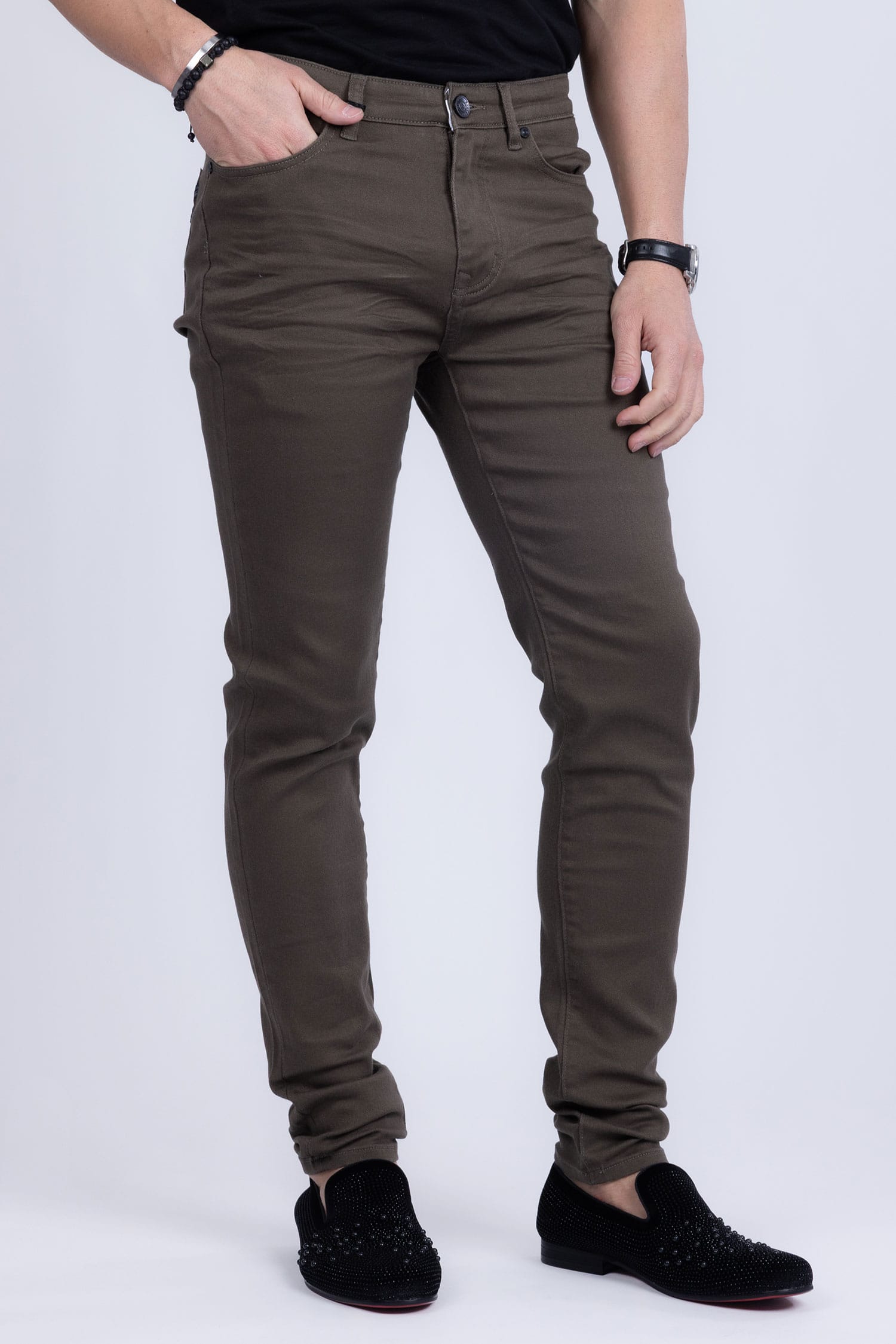 Barabas Men's Skinny Fit Classic Denim Solid Color Jeans 1700 Stone
