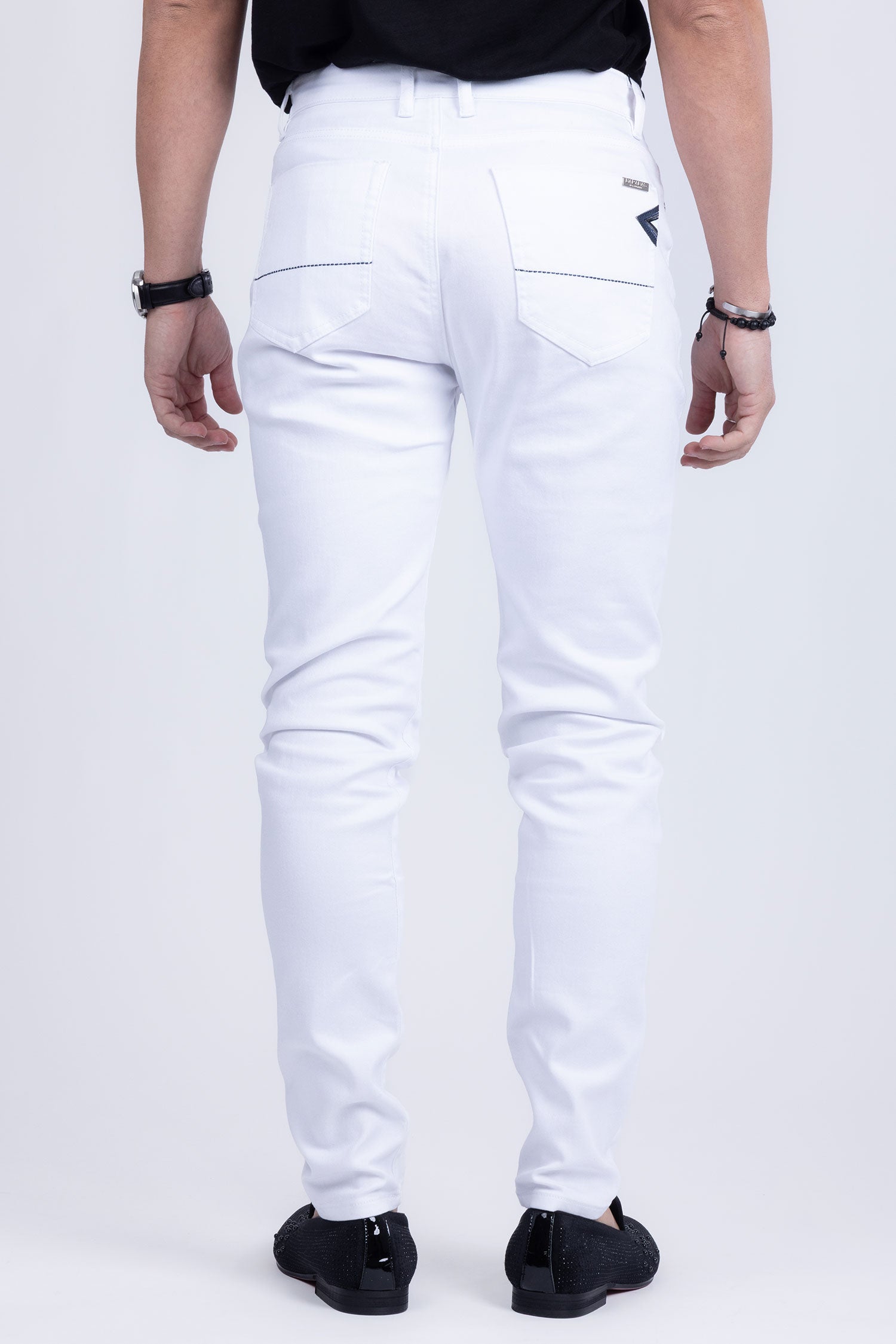 Barabas Men's Skinny Fit Classic Denim Solid Color Jeans 1700 White