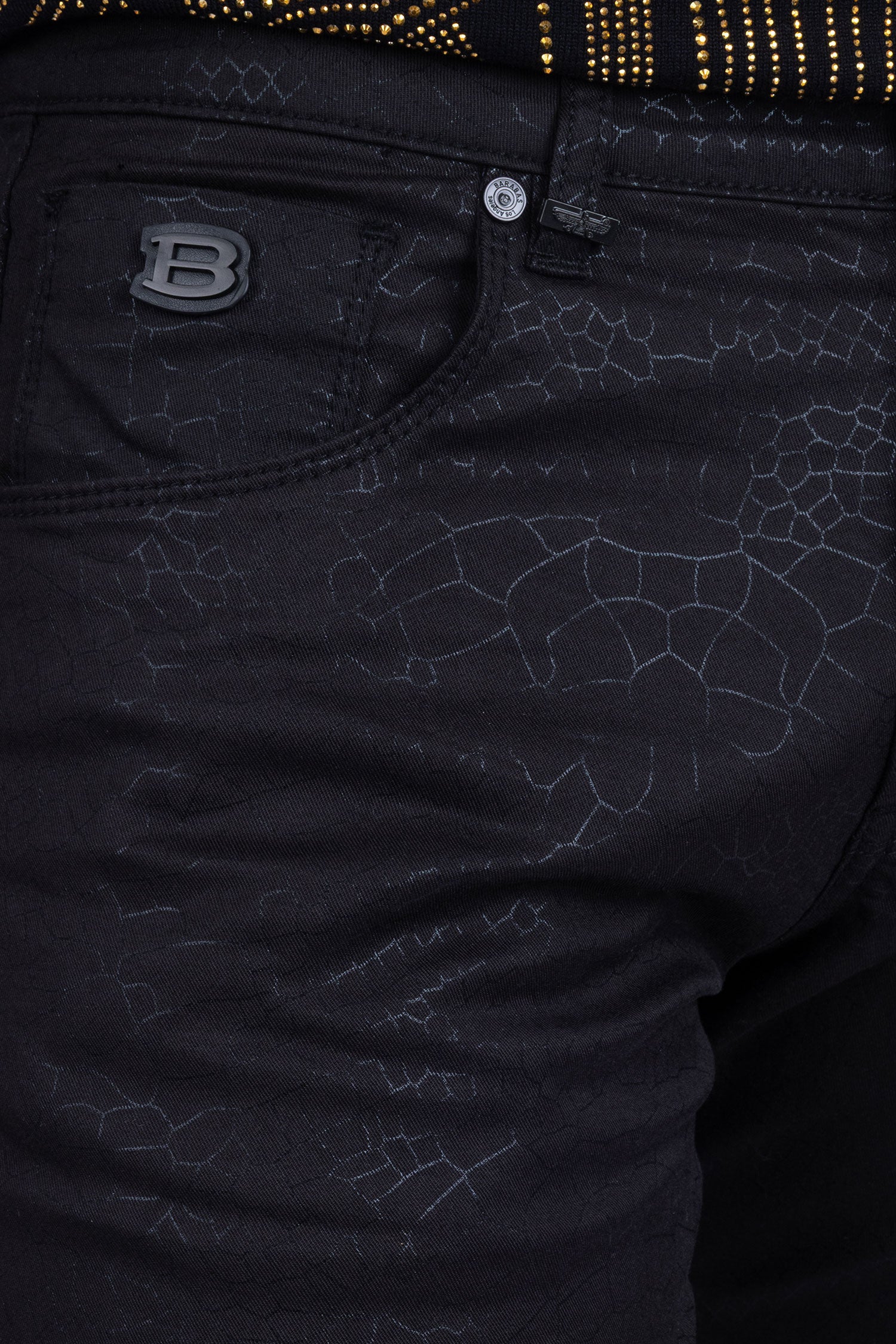 Barabas Men's Stretch Slim Lava Pattern Premium Denim Jeans 1750 Black