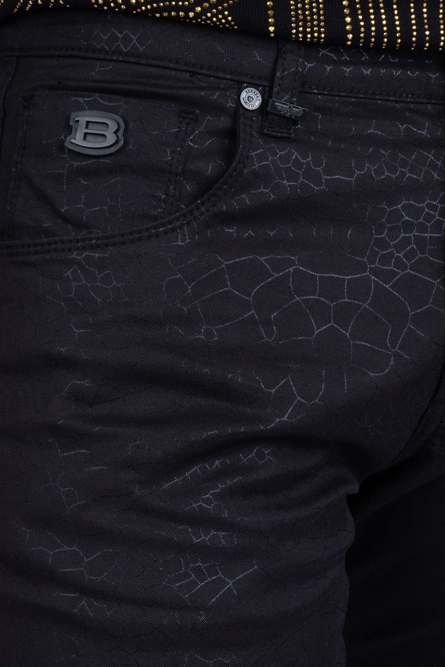 Barabas Men's Stretch Slim Lava Pattern Premium Denim Jeans 1750 Black