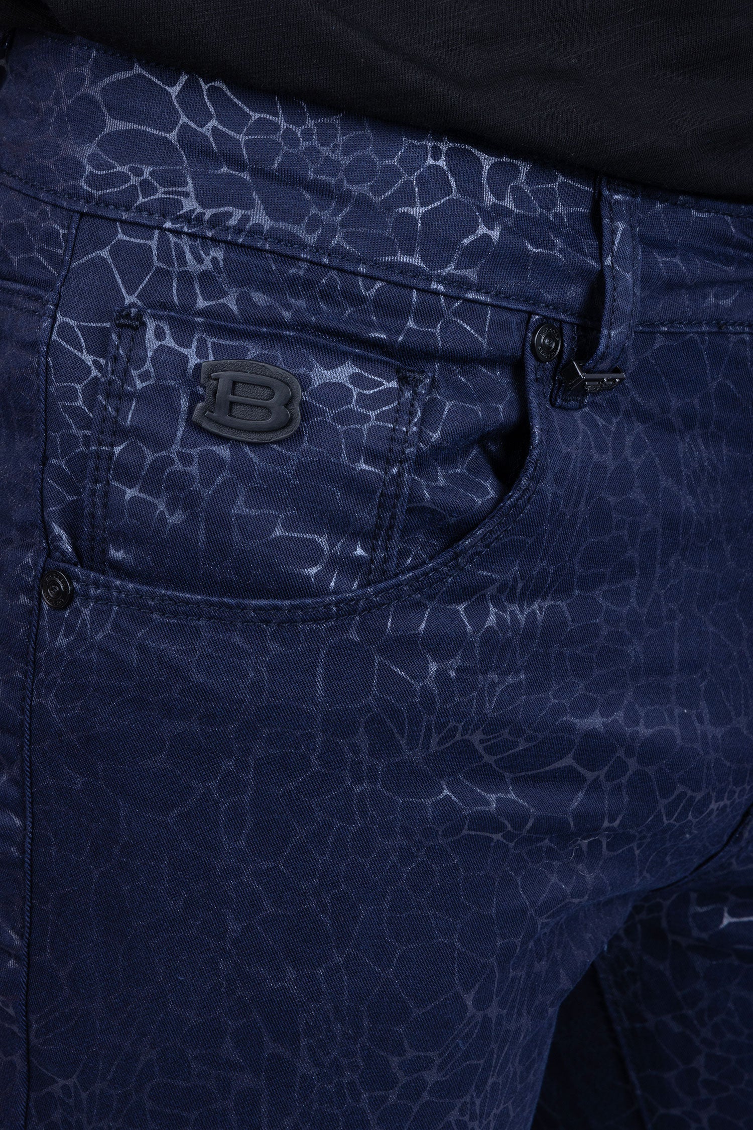 Barabas Men's Stretch Slim Lava Pattern Premium Denim Jeans 1750 Navy