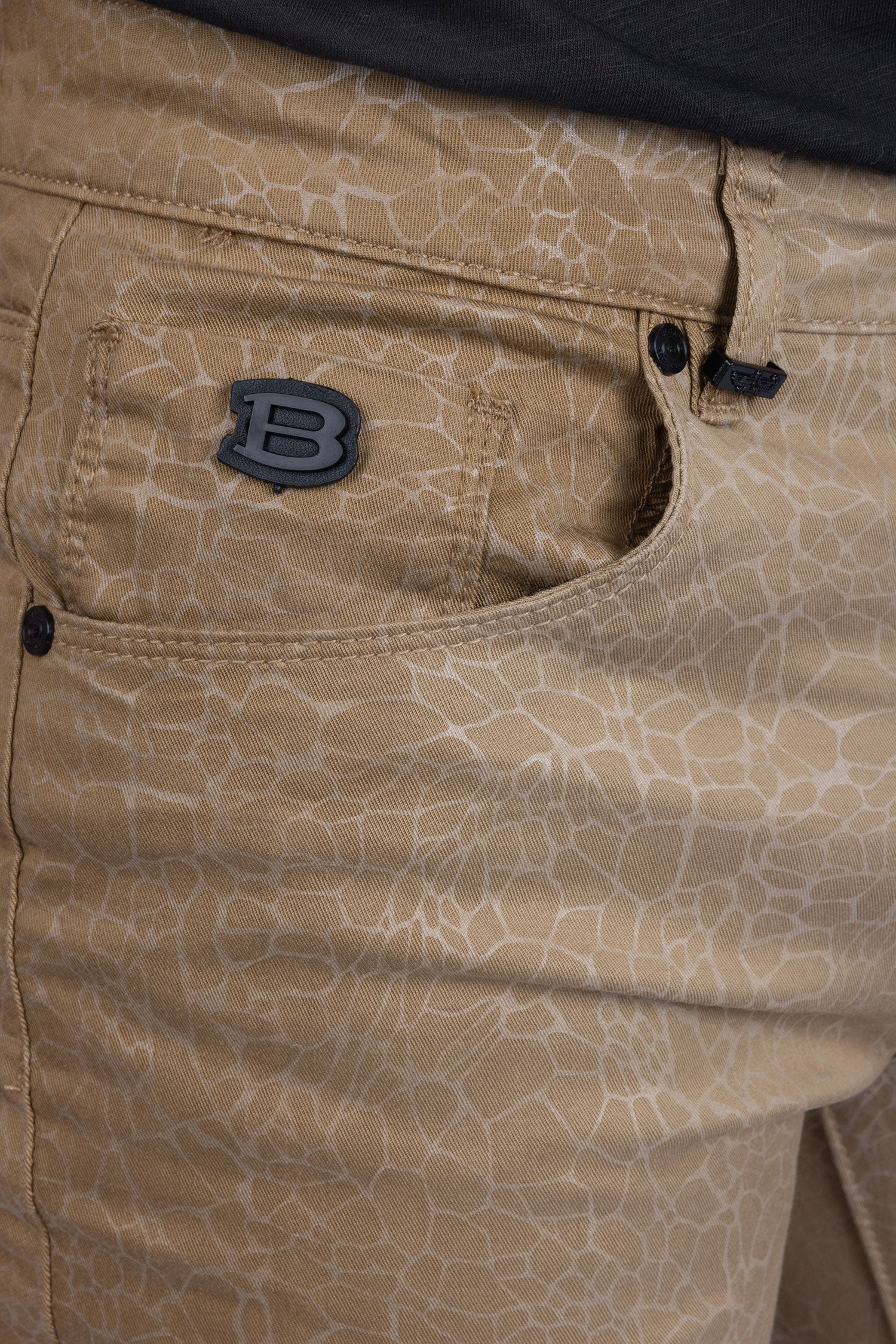 Barabas Men's Stretch Slim Lava Pattern Premium Denim Jeans 1750 Tan