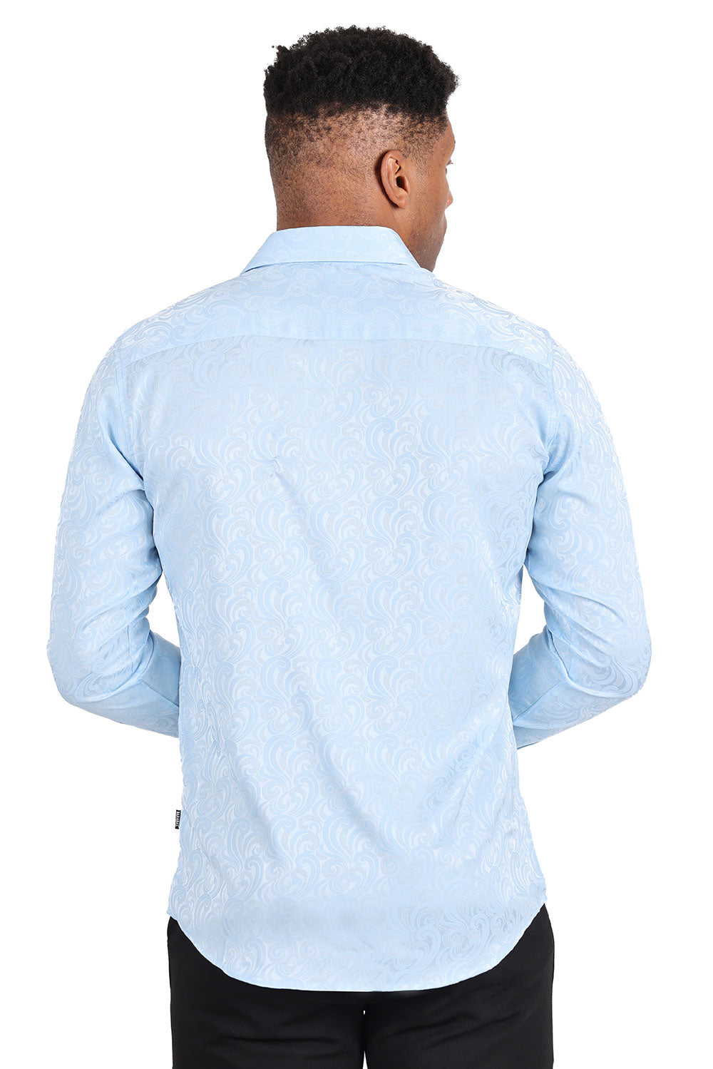 BARABAS Men's Paisley Long Sleeve Button Down Shirt 2B320 Sky Blue