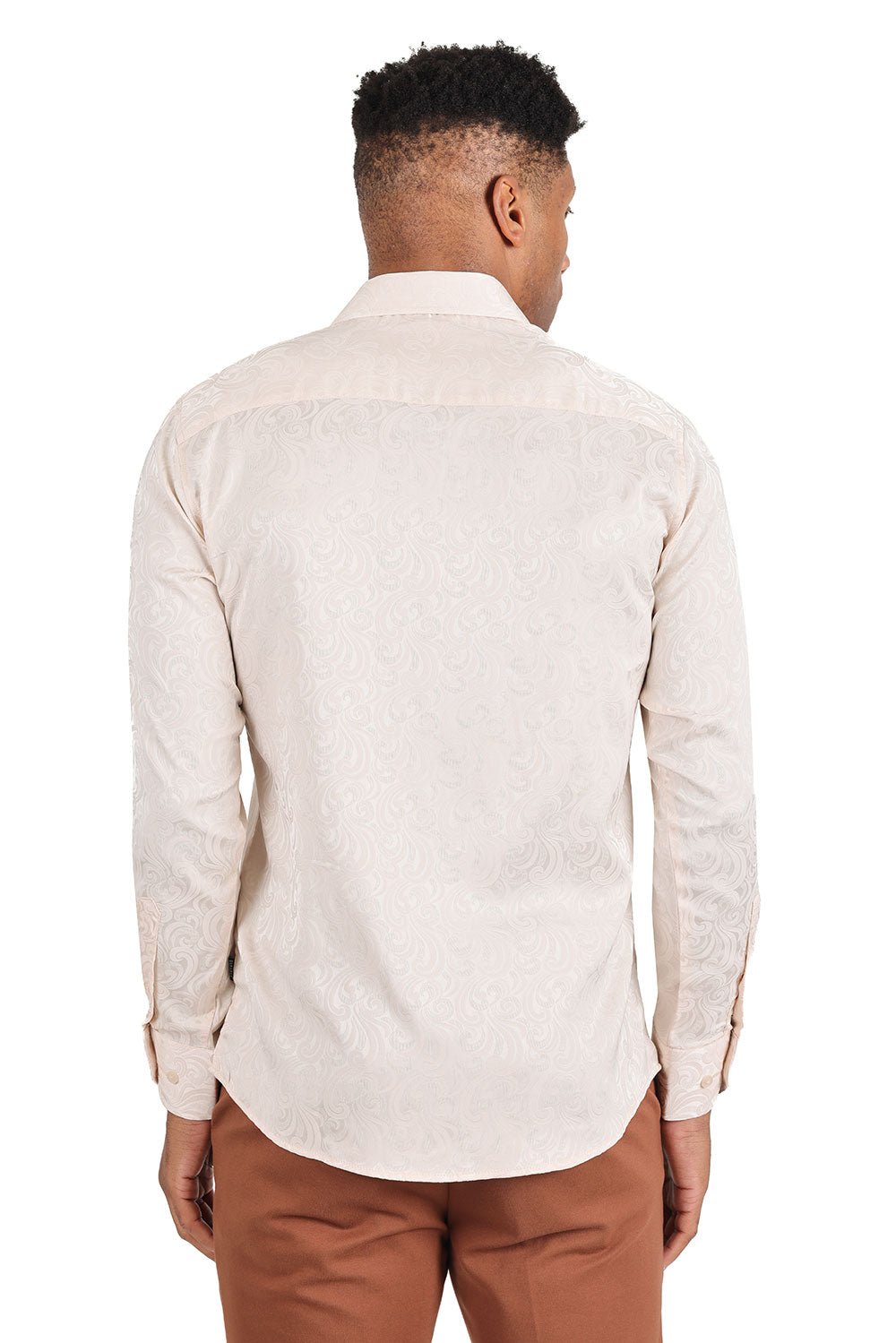 BARABAS Men's Paisley Long Sleeve Button Down Shirt 2B320 Tan