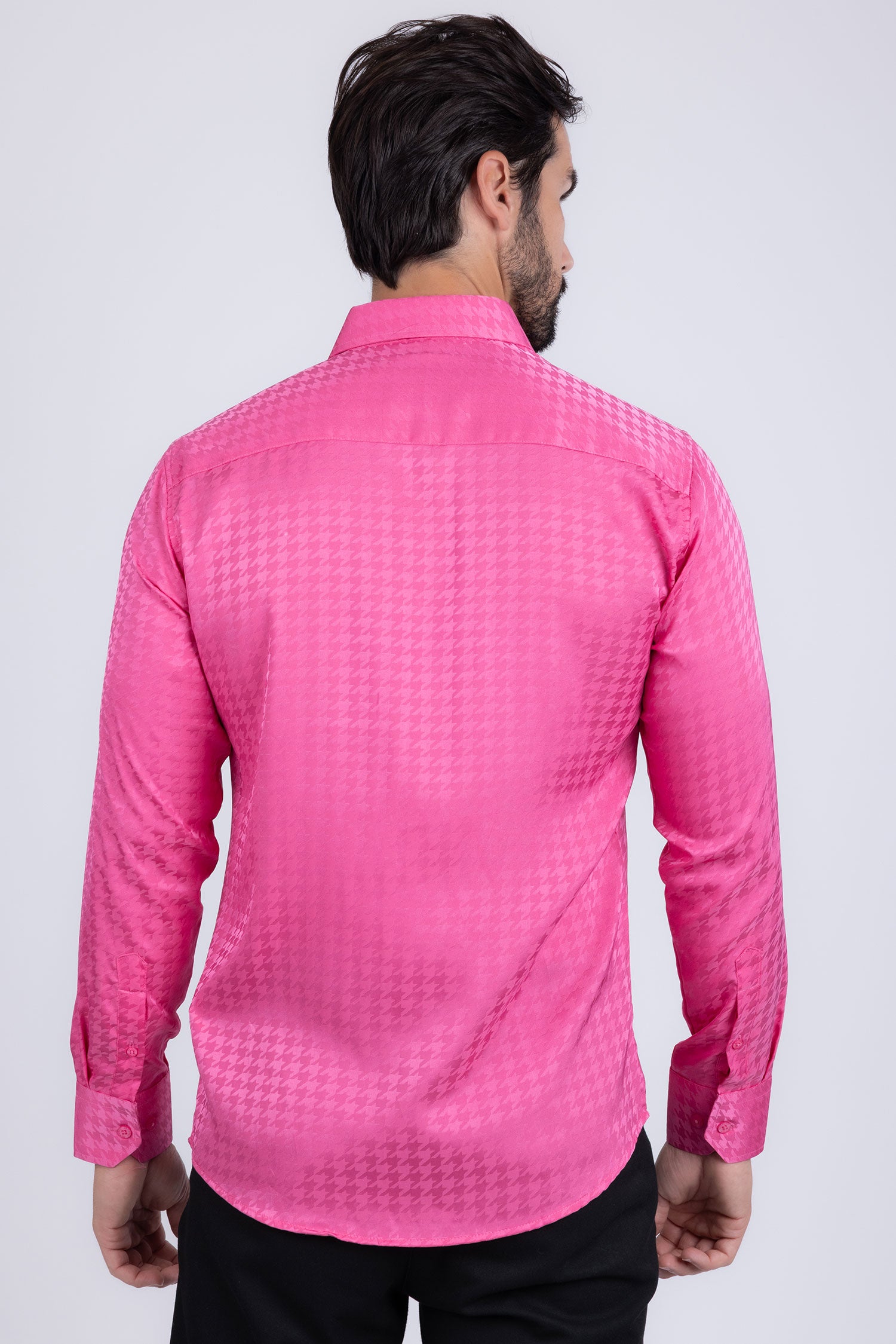BARABAS Men's Wood Art Long Sleeve Button Down Shirt 2B321 Rose