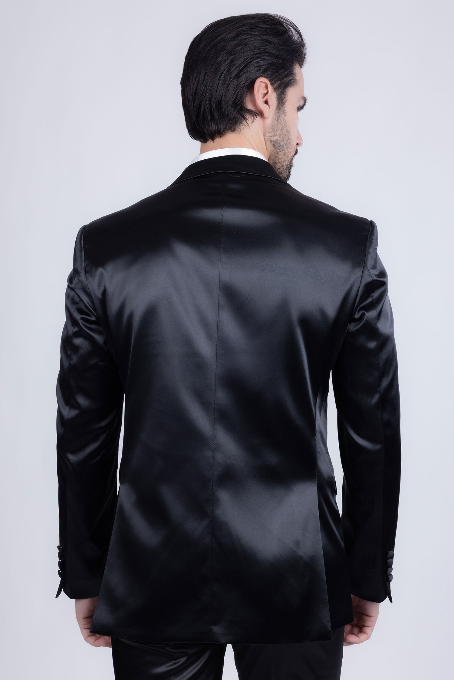 Barabas Men's Solid Color Satin Metallic Shine Luxury Blazer 2BL1010 Black