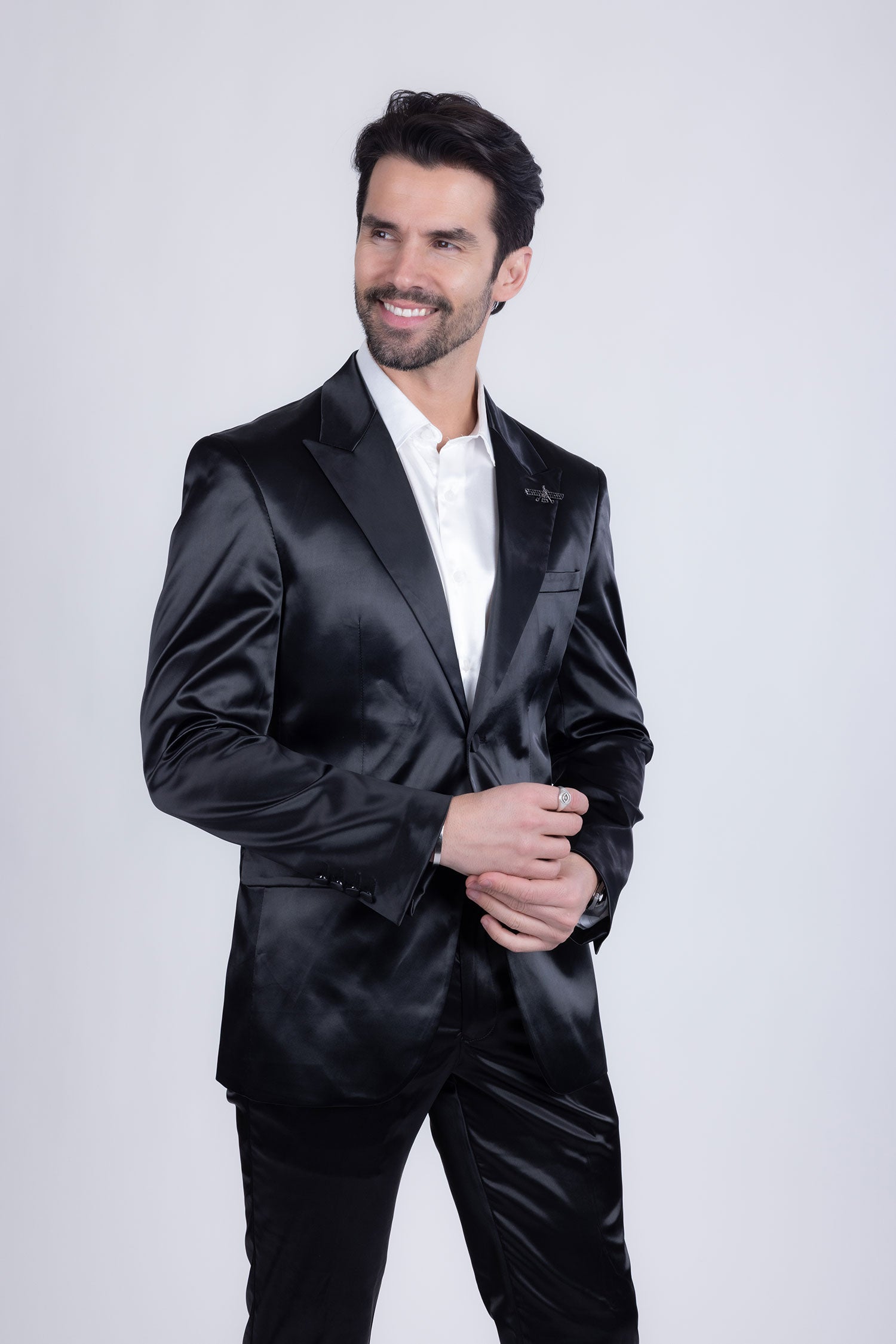 Barabas Men's Solid Color Satin Metallic Shine Luxury Blazer 2BL1010 Black