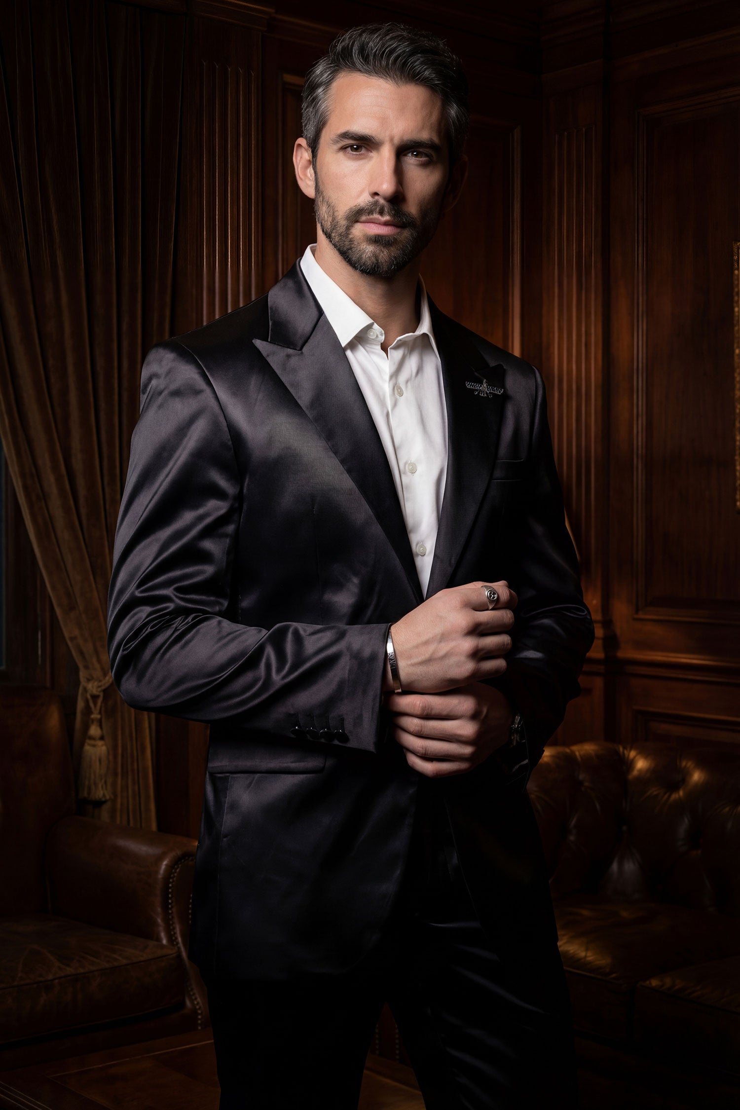 Barabas Men's Solid Color Satin Metallic Shine Luxury Blazer 2BL1010 Black