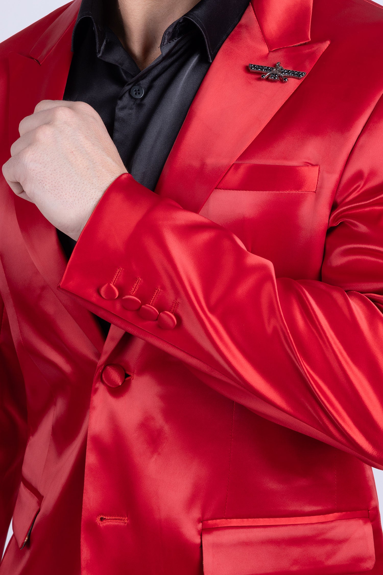 Barabas Men's Solid Color Satin Metallic Shine Luxury Blazer 2BL1010 Red