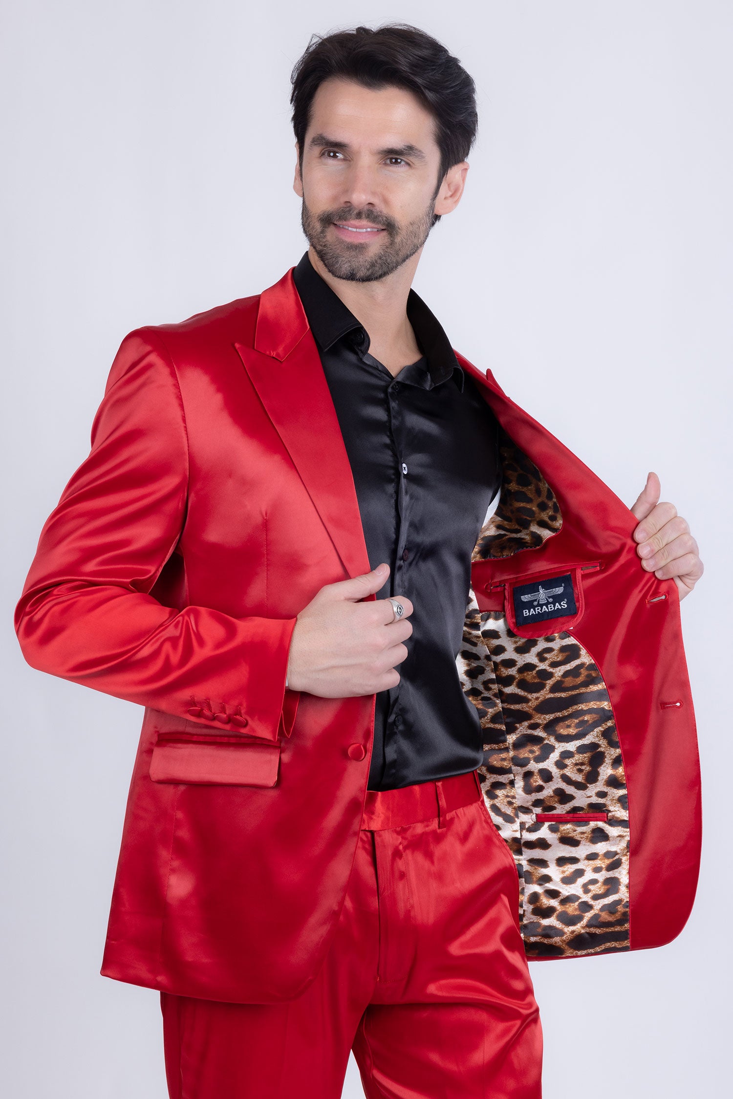 Barabas Men's Solid Color Satin Metallic Shine Luxury Blazer 2BL1010 Red