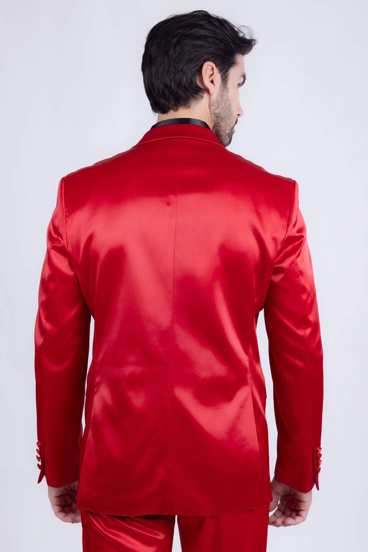 Barabas Men's Solid Color Satin Metallic Shine Luxury Blazer 2BL1010 Red
