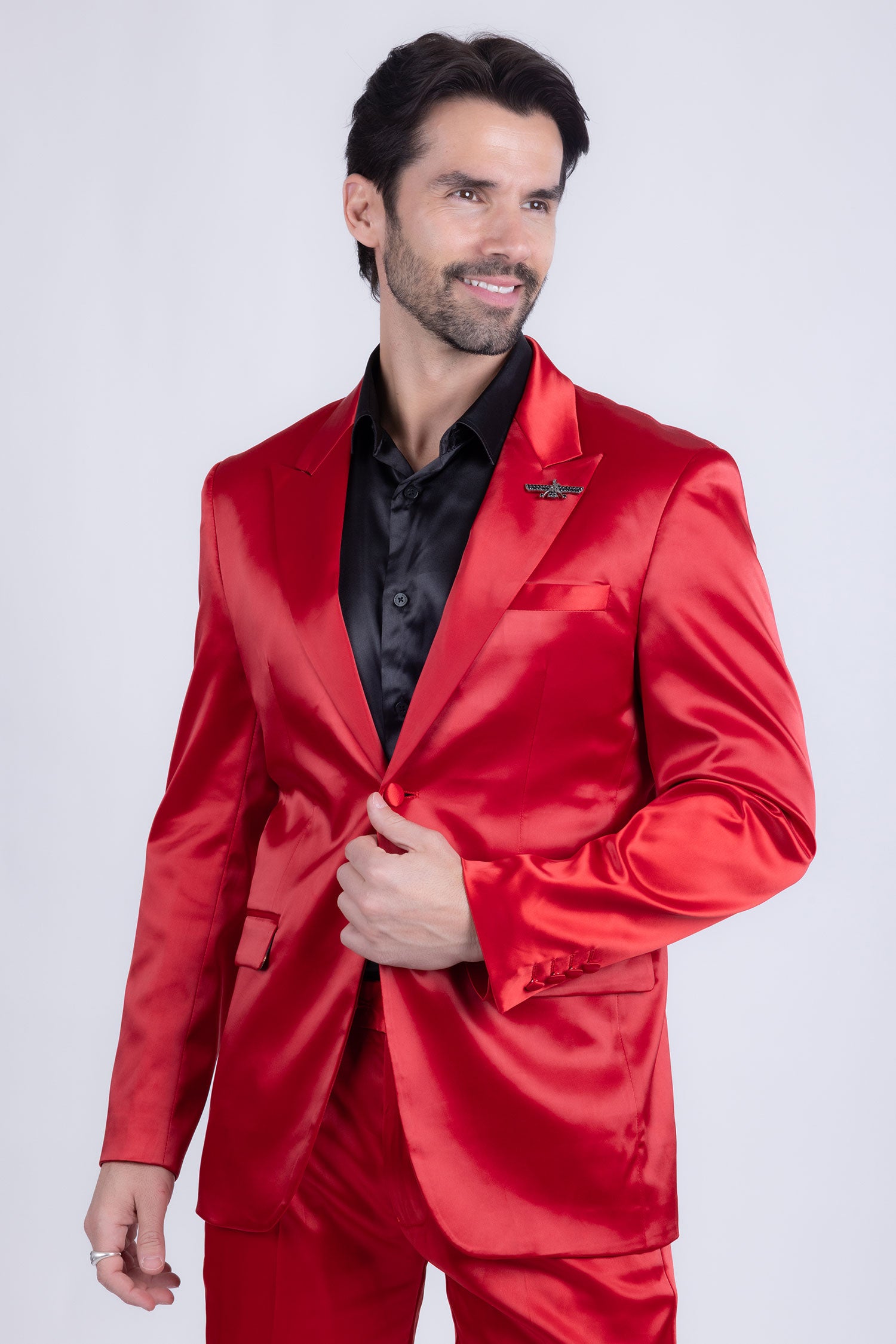 Barabas Men's Solid Color Satin Metallic Shine Luxury Blazer 2BL1010 Red