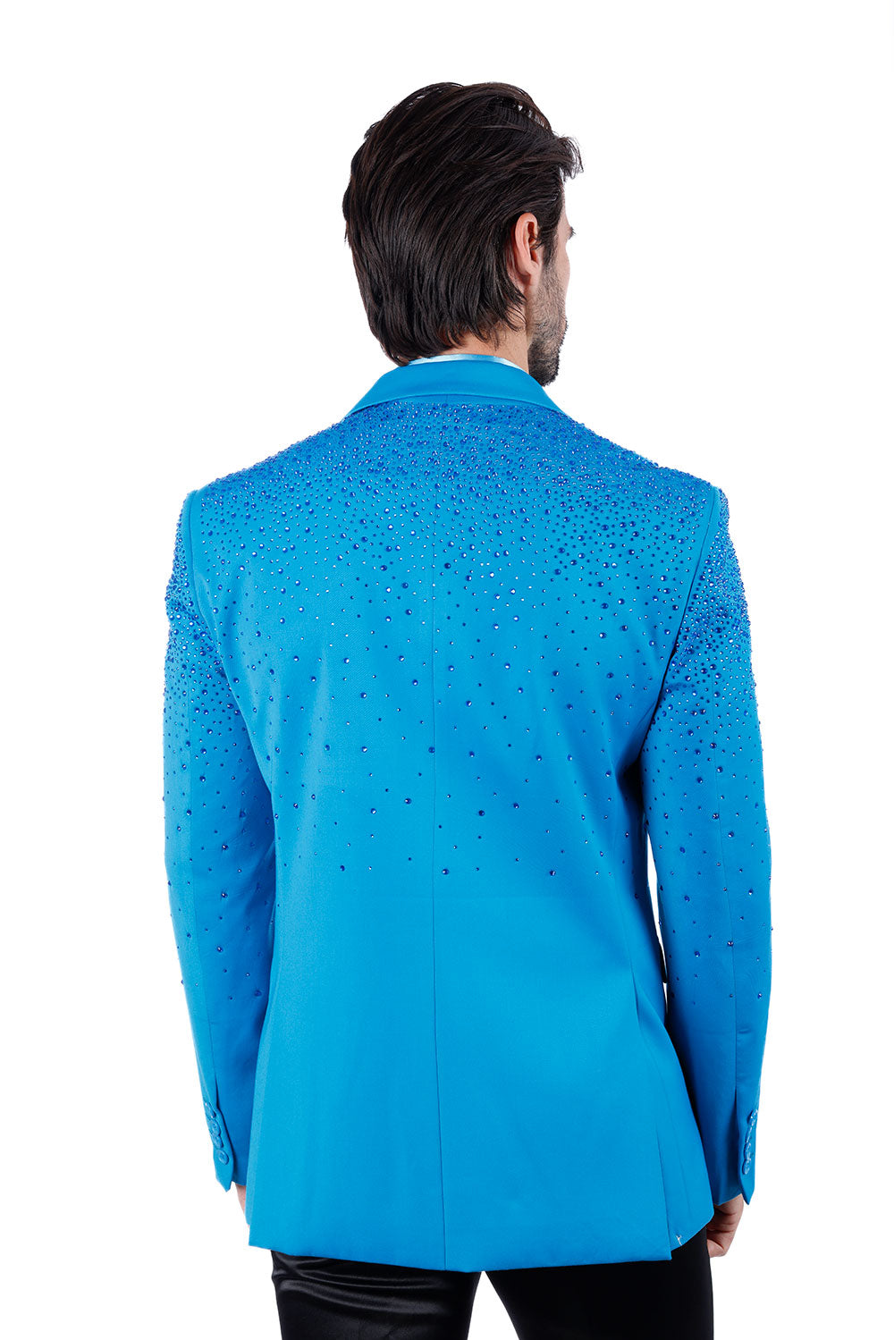 Barabas Men's Rhinestone Matte Color Notch Lapel Casual Blazer 2BLR6 Turquoise