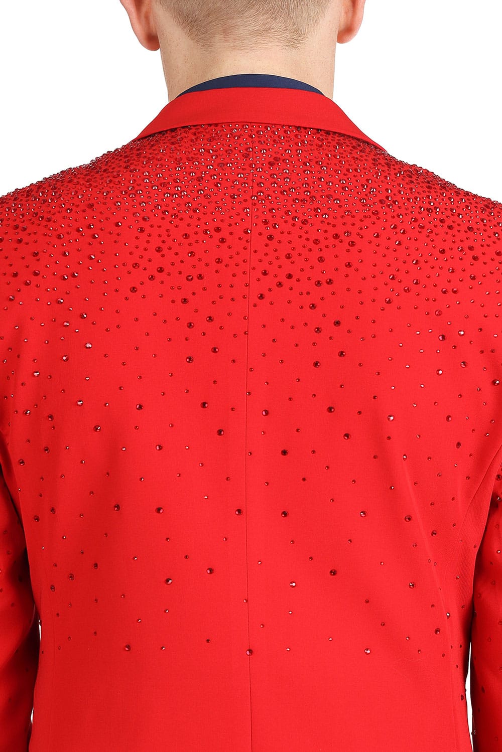 Barabas Men's Rhinestone Solid Color Notch Lapel Blazer 2BLR6 Red