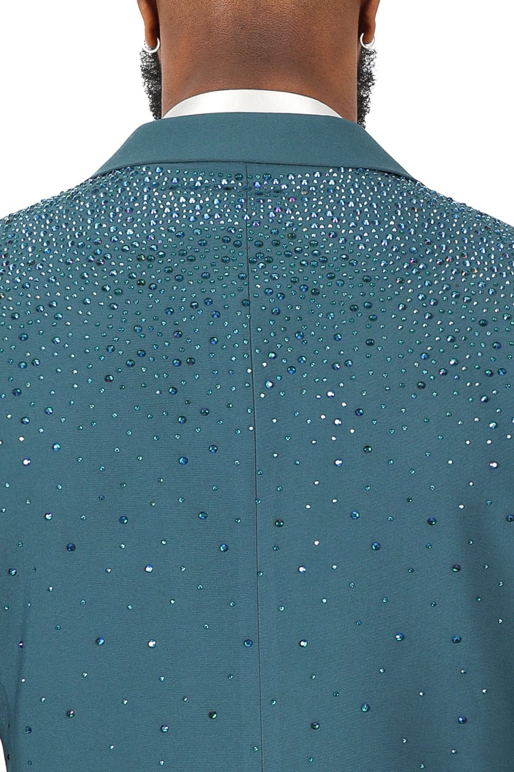 Barabas Men's Rhinestone Solid Color Notch Lapel Blazer 2BLR6 Teal