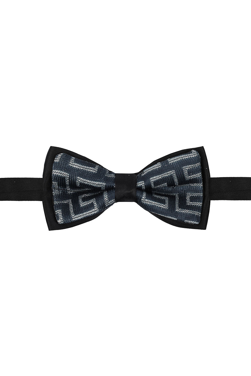 BARABAS Men Greek key Pattern Baroque Luxury Bow Tie 2BW3098 Black and Silver