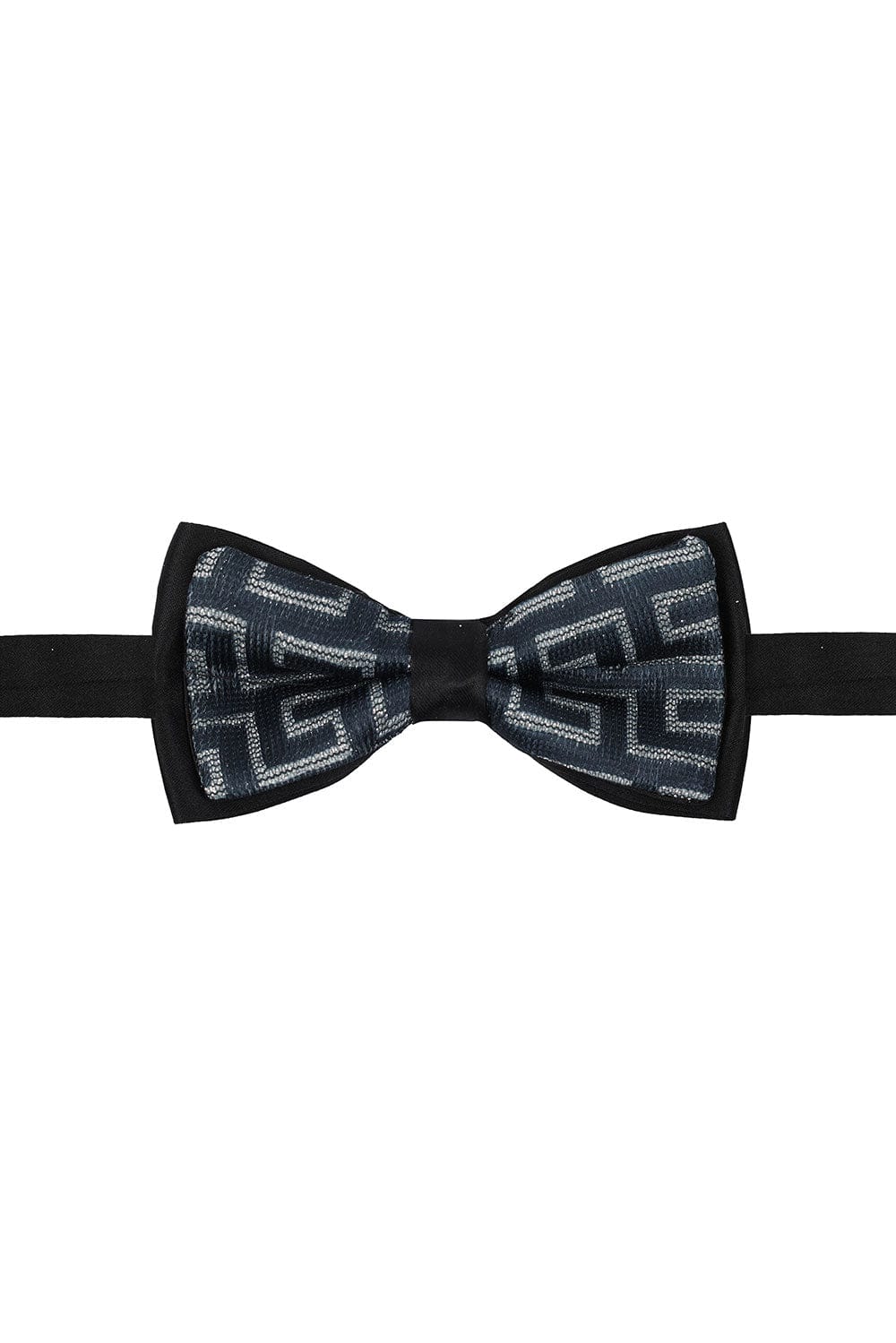 BARABAS Men Greek key Pattern Baroque Luxury Bow Tie 2BW3098 Black and Silver