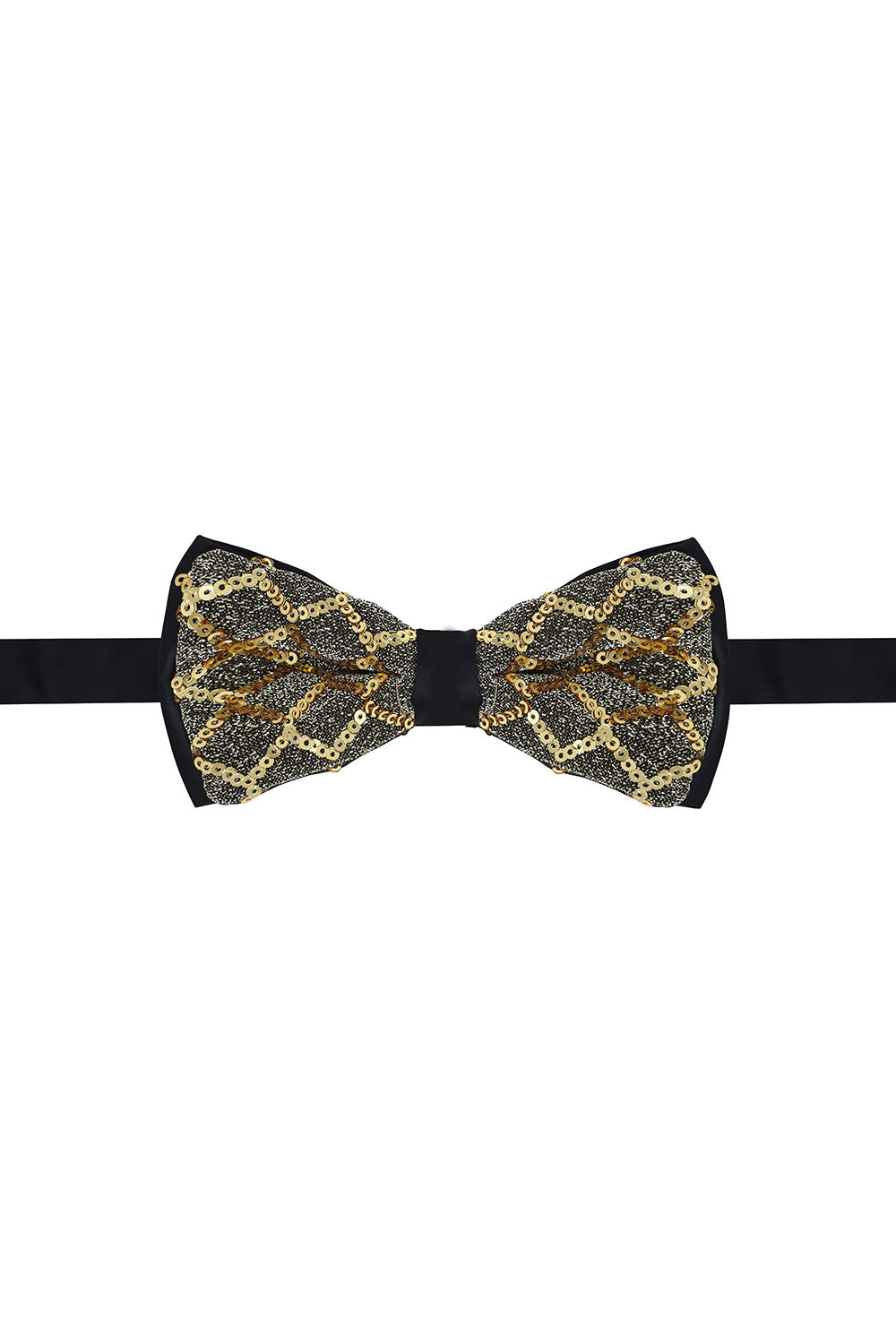 BARABAS Men's Diamond Sequin Pattern Design Bow Tie 2BW3099 Gold