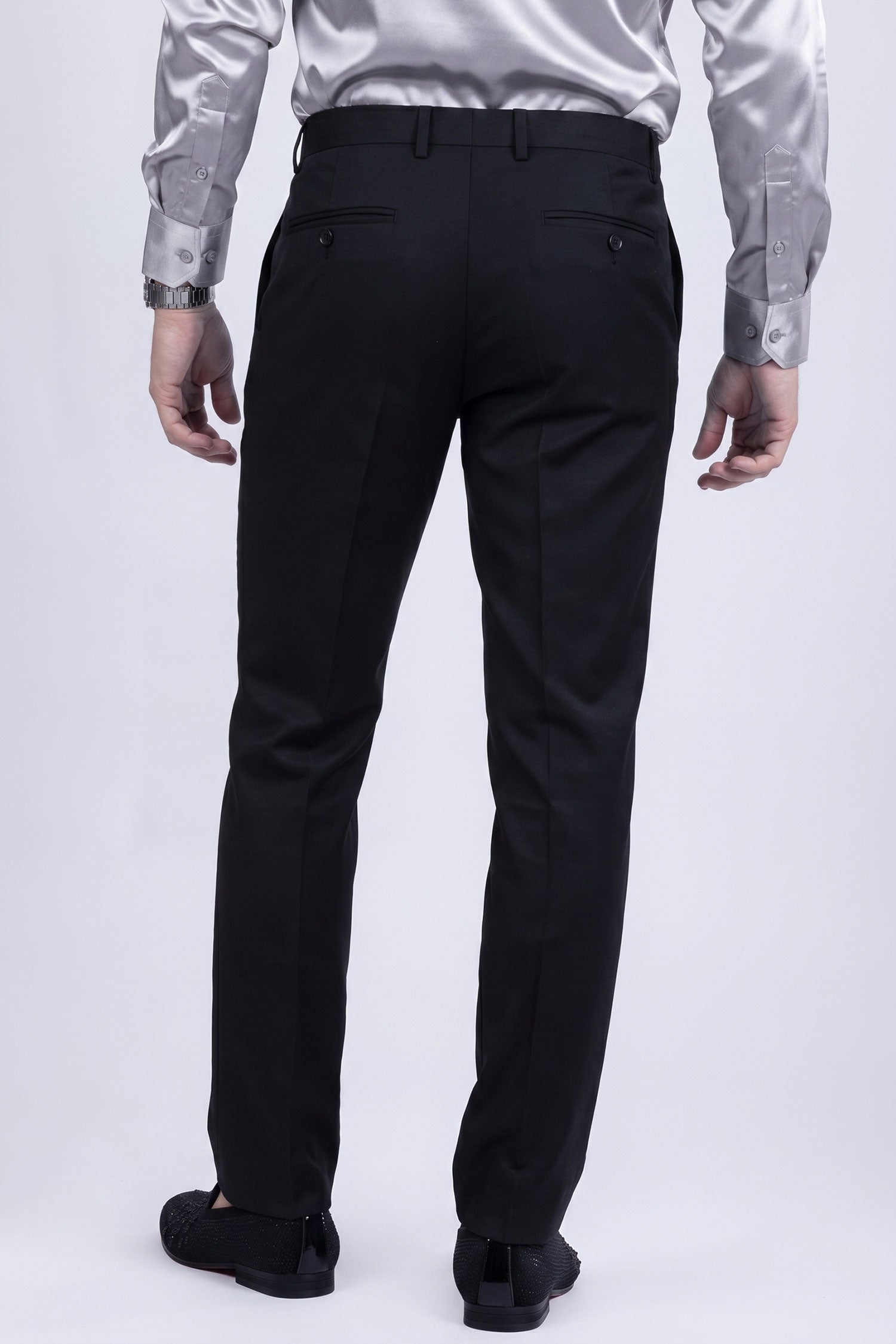 Barabas Men's Matte Solid Color Dress Pants 2CPR6 Black