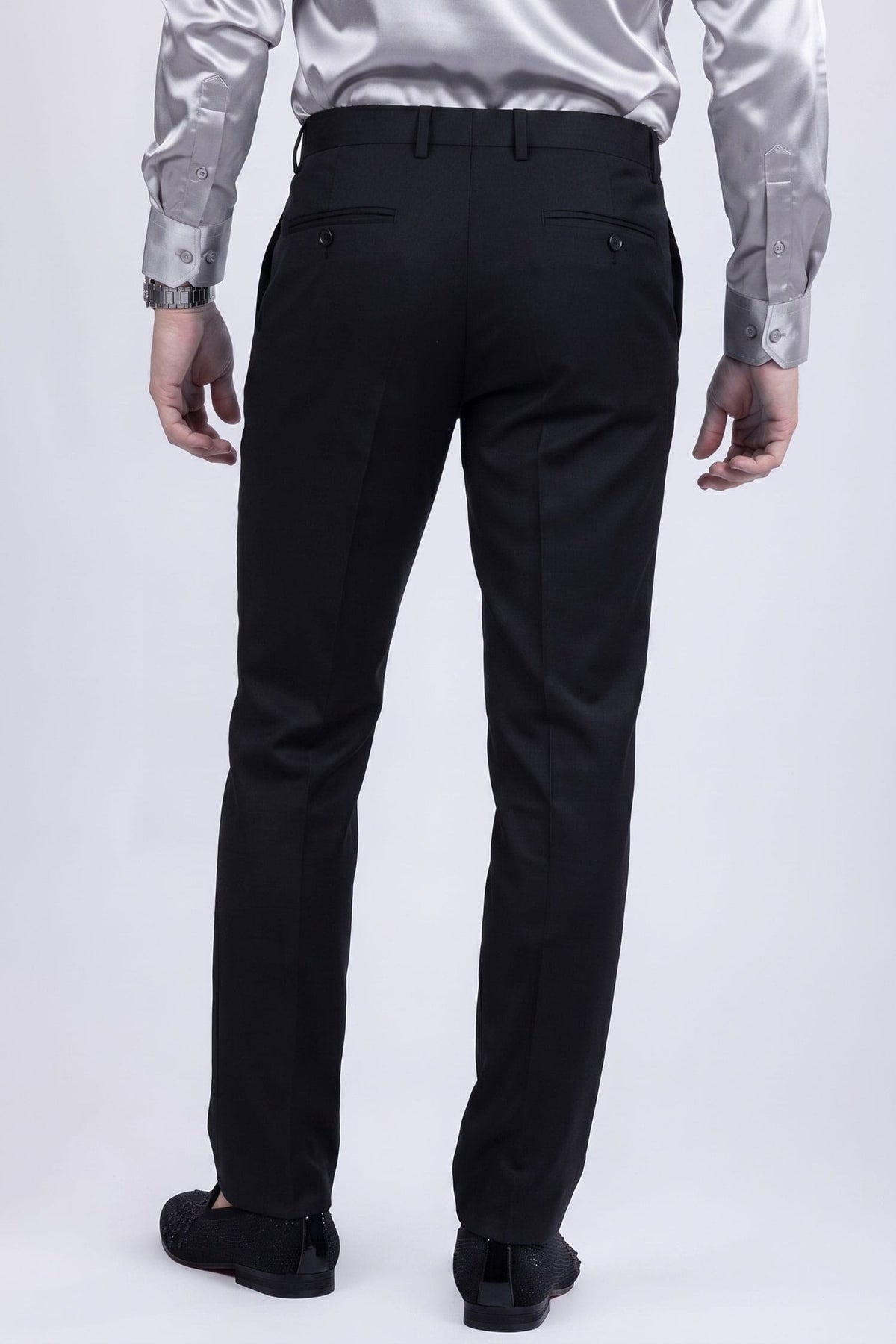 Barabas Men's Matte Solid Color Dress Pants 2CPR6 #Color_Black