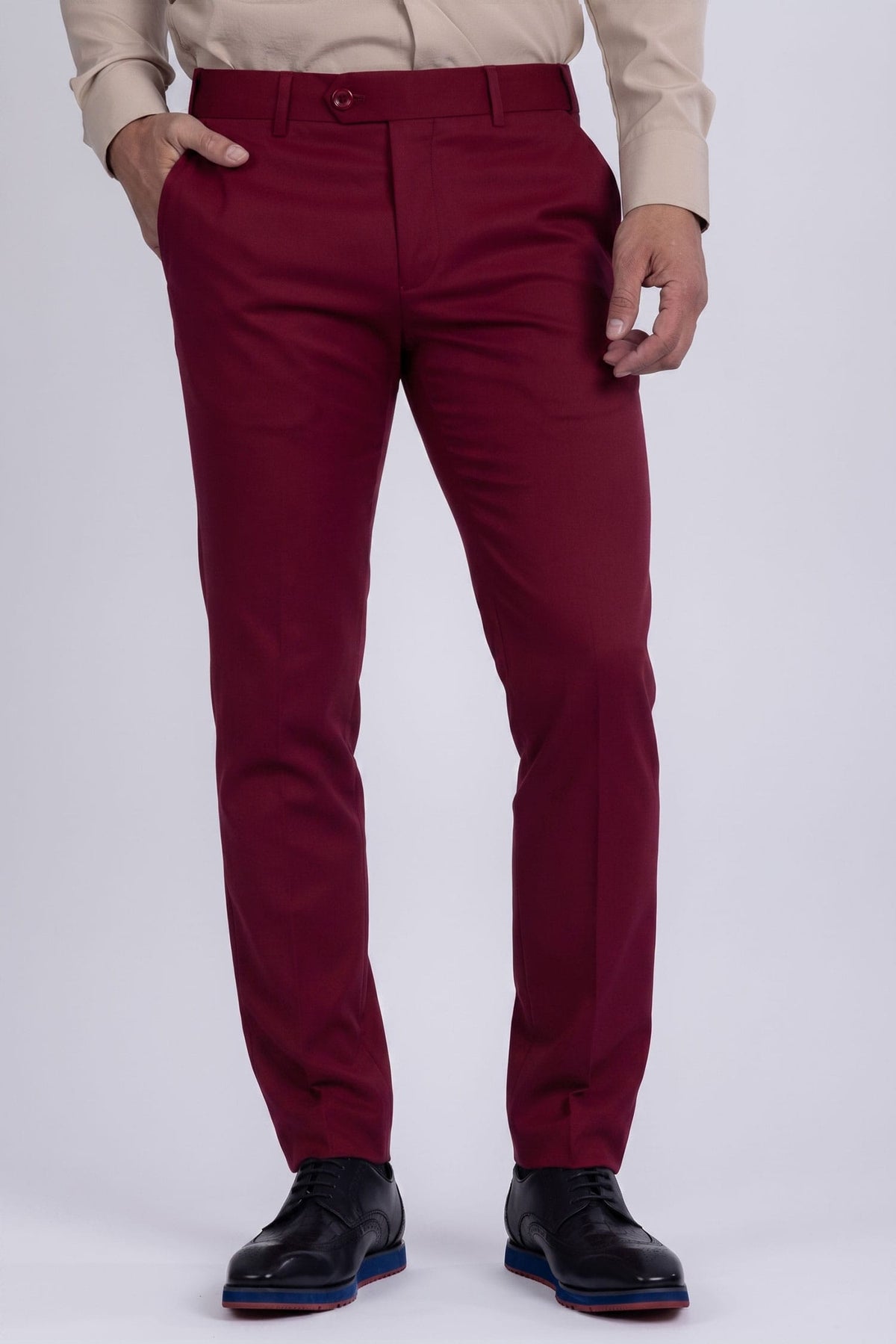 Barabas Men's Matte Solid Color Chino Dress Pants 2CPR6 #Color_Cabernet