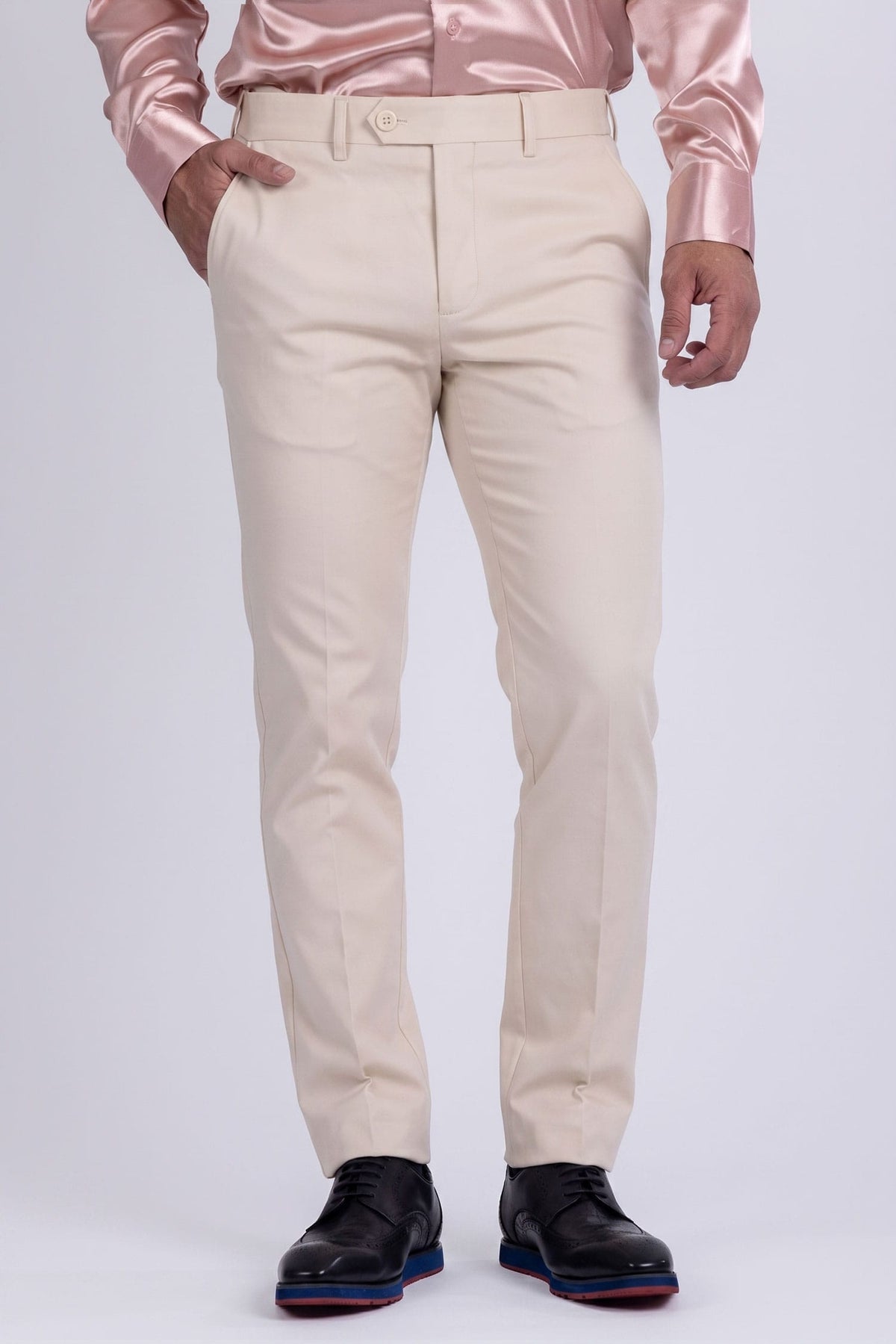 Barabas Men's Matte Solid Color Dress Pants 2CPR6 #Color_Cloud Cream