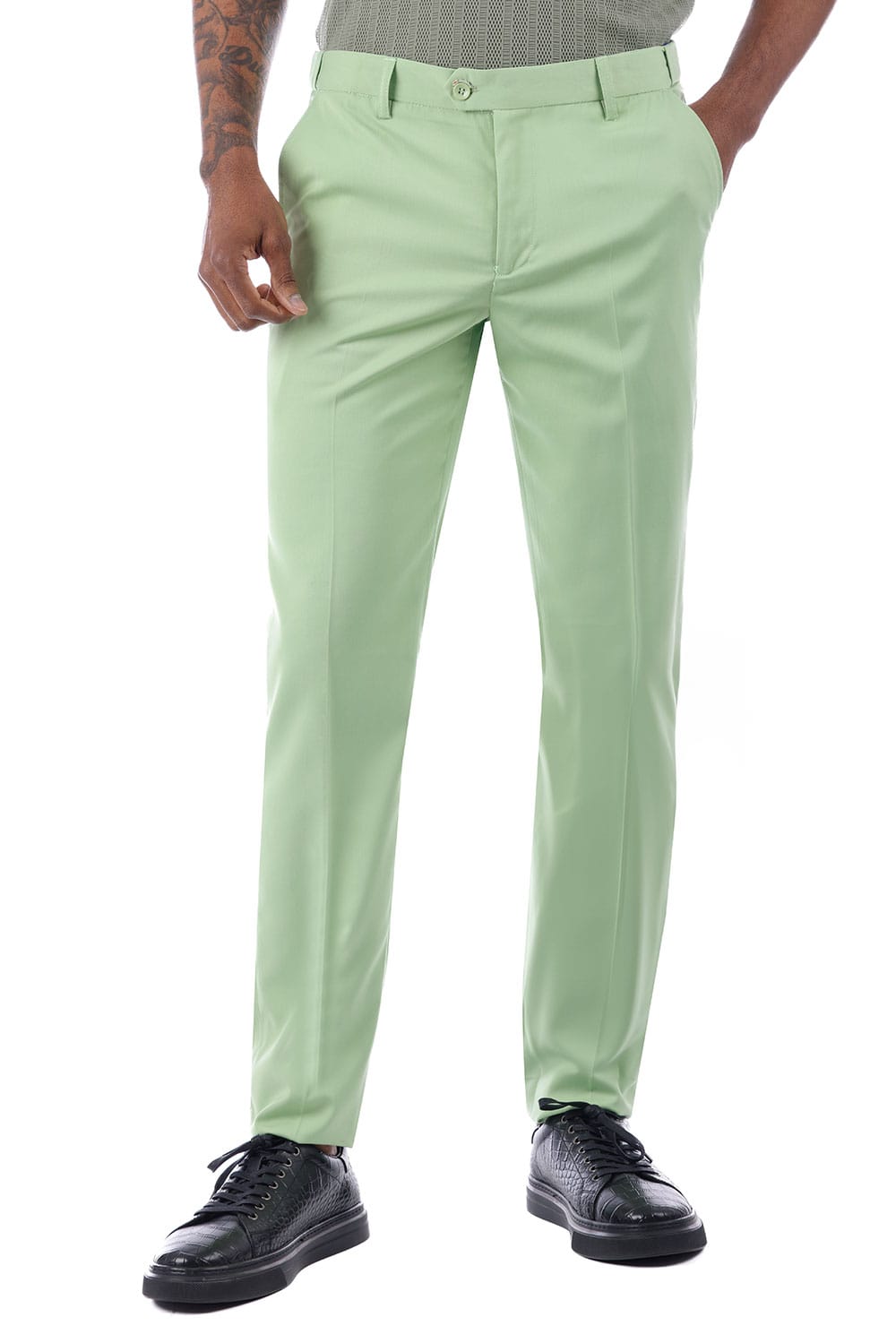 Barabas Men's Matte Solid Color Dress Pants 2CPR6 #Color_Cyber Lime