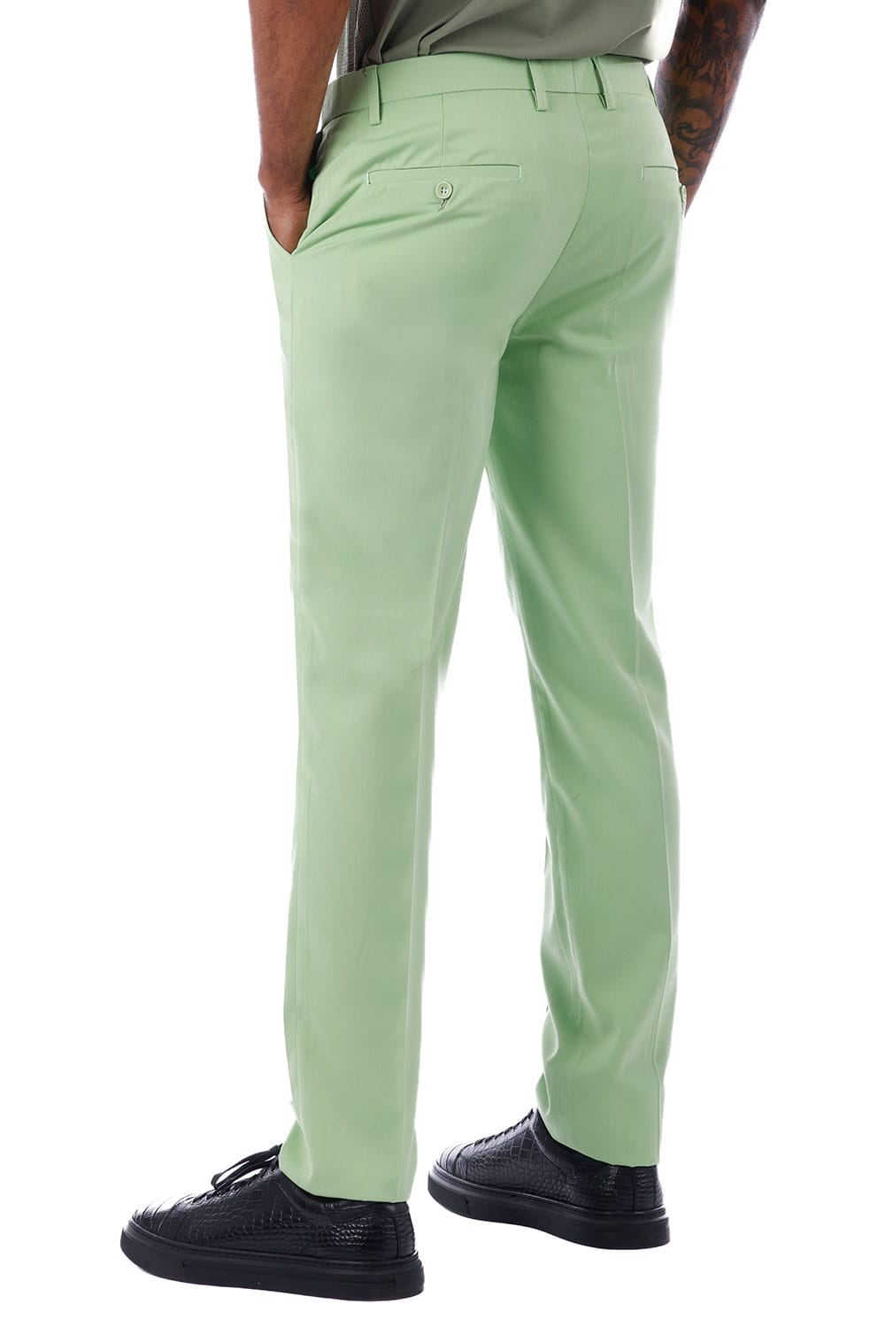Barabas Men's Matte Solid Color Dress Pants 2CPR6 #Color_Cyber Lime