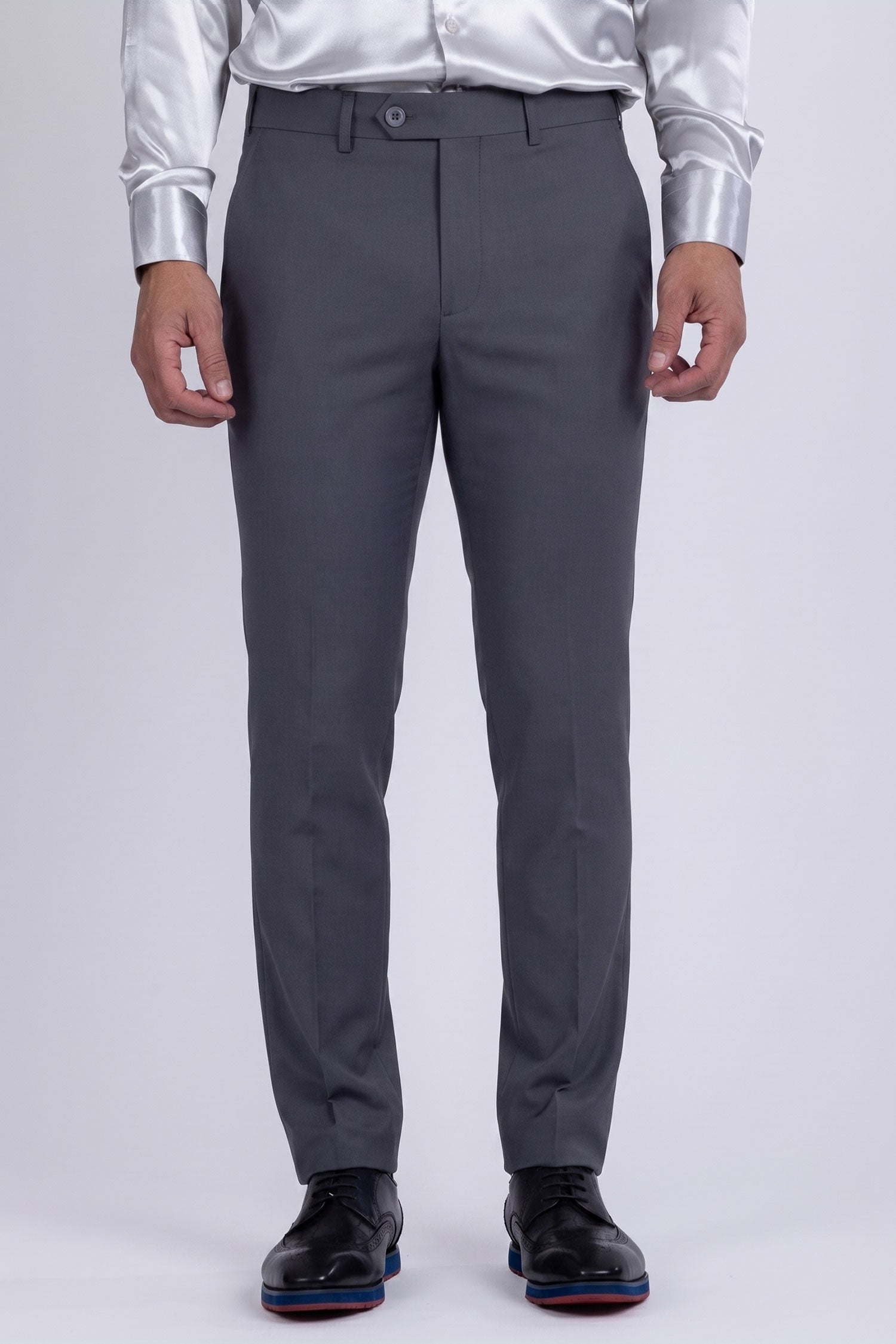 Barabas Men's Matte Solid Color Dress Pants 2CPR6 Grey