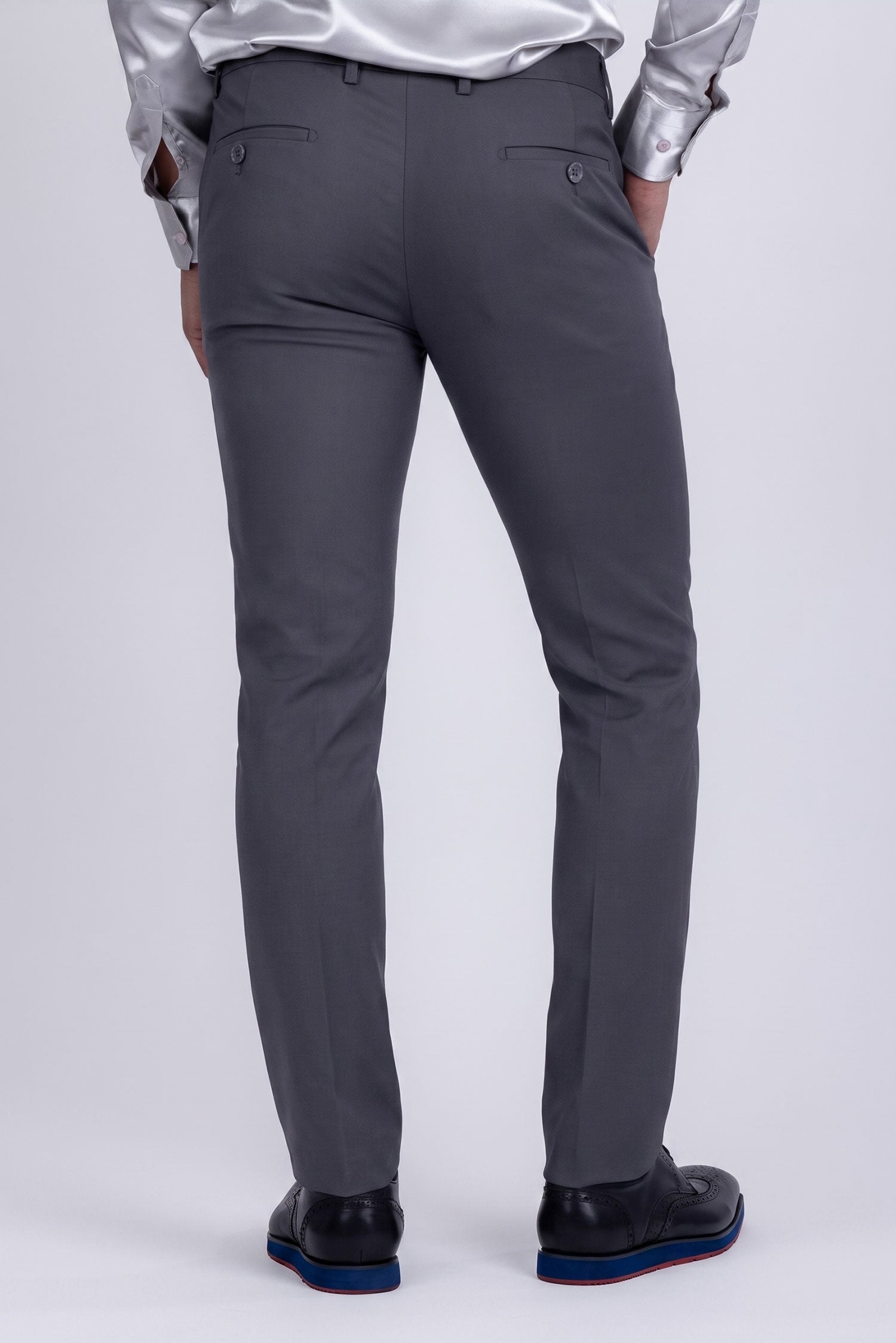 Barabas Men's Matte Solid Color Dress Pants 2CPR6 Grey