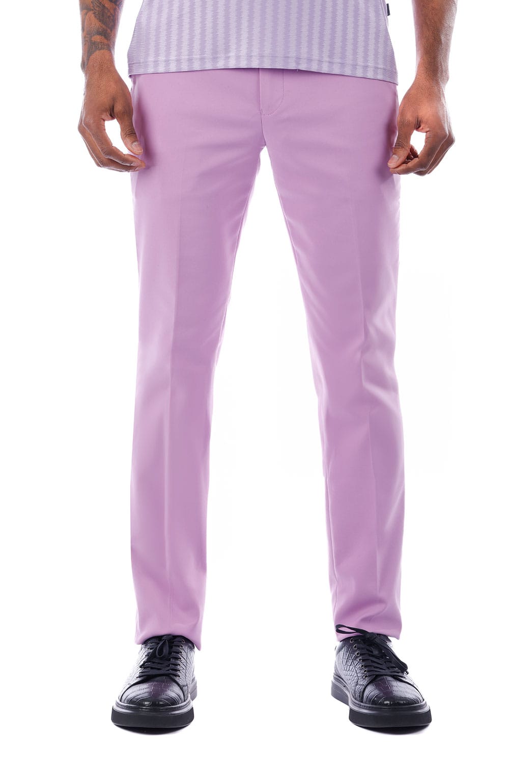 Barabas Men's Matte Solid Color Dress Pants 2CPR6 #Color_Light Purple