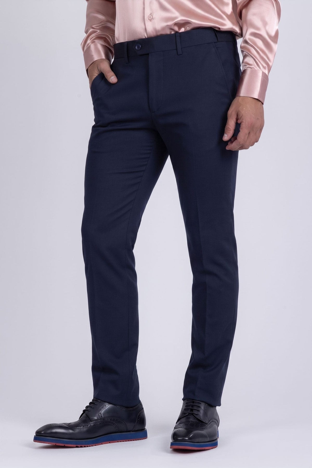 Barabas Men's Matte Solid Color Chino Dress Pants 2CPR6 #Color_Navy