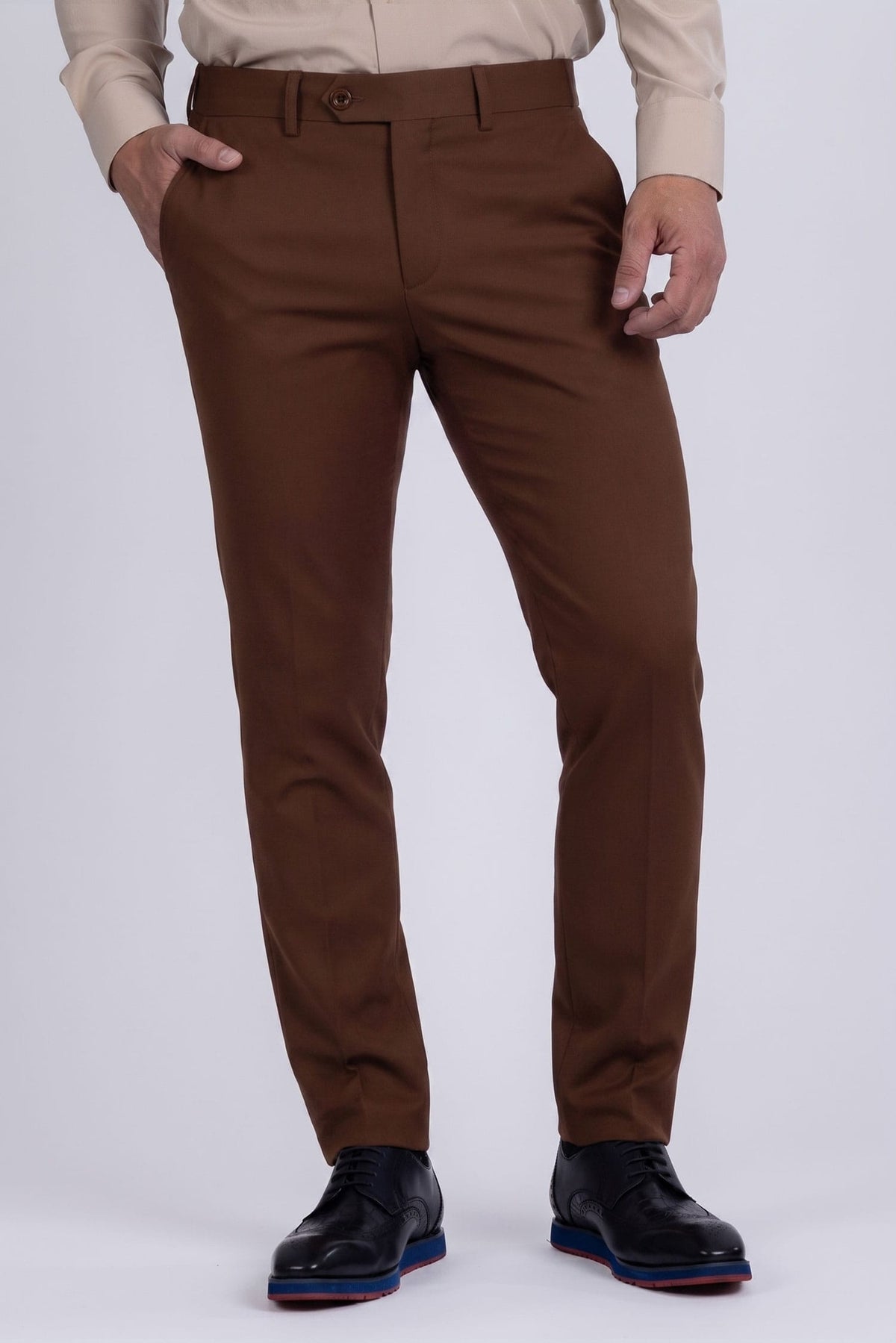 Barabas Men's Matte Solid Color Chino Dress Pants 2CPR6 #Color_Sepia