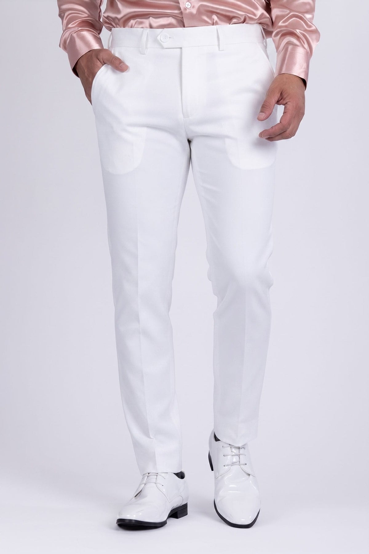 Barabas Men's Matte Solid Color Dress Pants 2CPR6 #Color_White