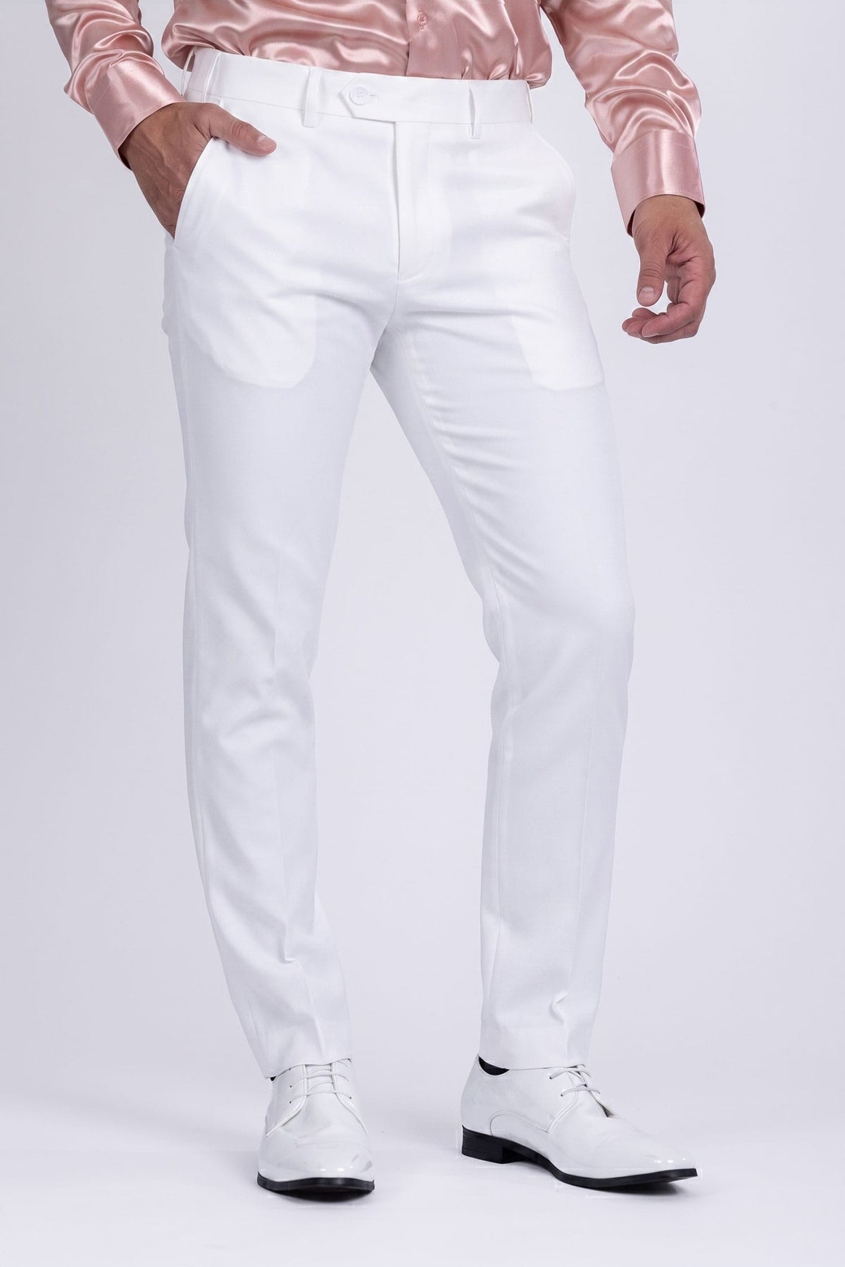 Barabas Men's Matte Solid Color Dress Pants 2CPR6 #Color_White