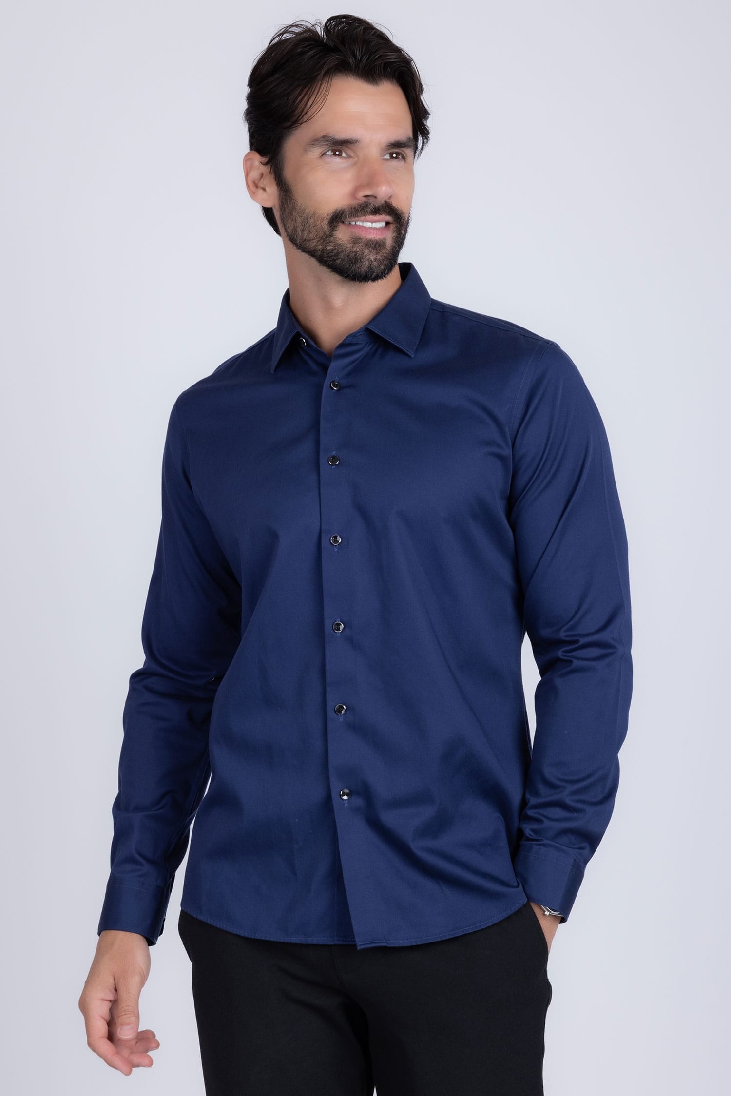 BARABAS Men's Solid Basic Palin Premium Button Down Dress Shirts 2DPS01 Navy