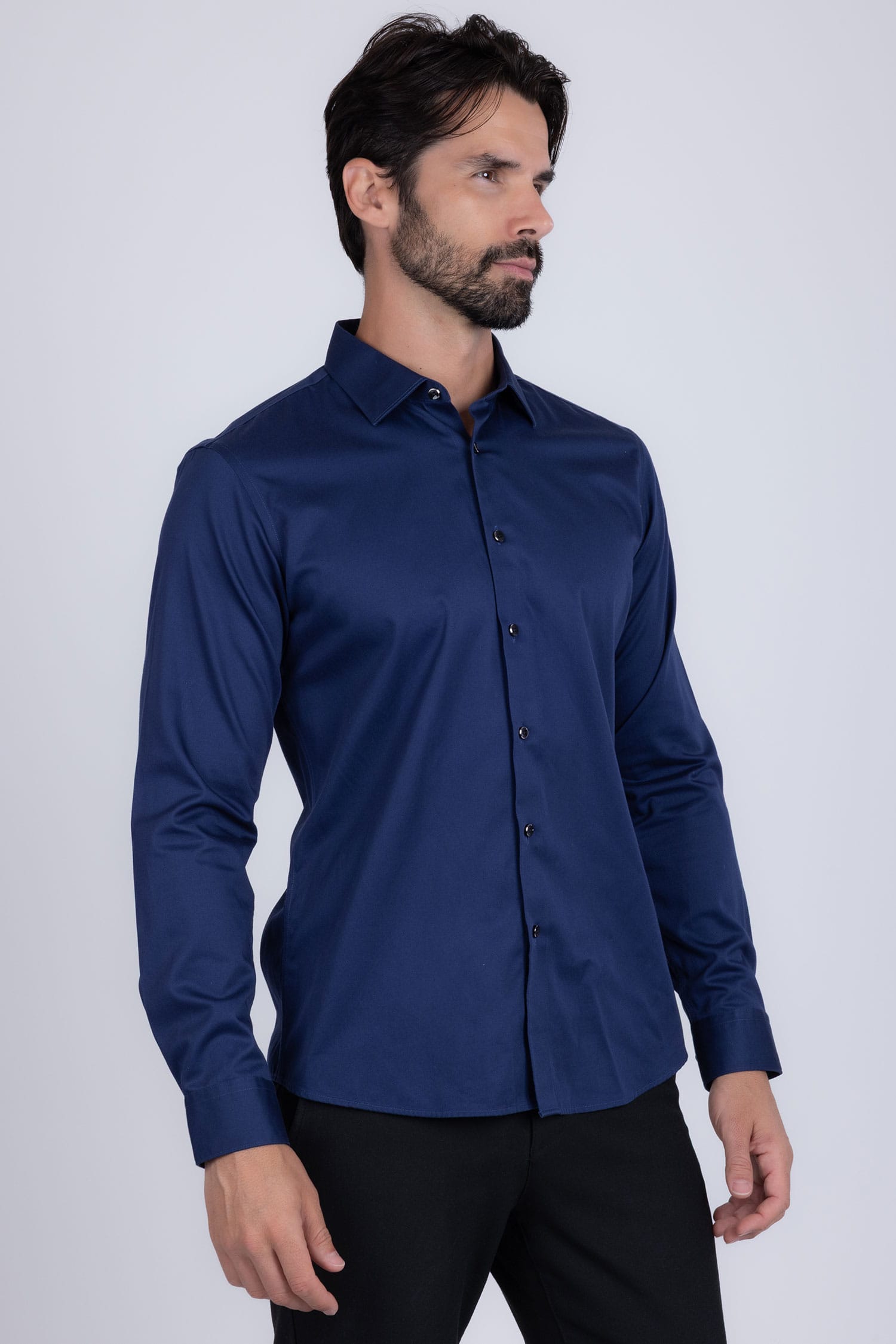 BARABAS Men's Solid Basic Palin Premium Button Down Dress Shirts 2DPS01 Navy
