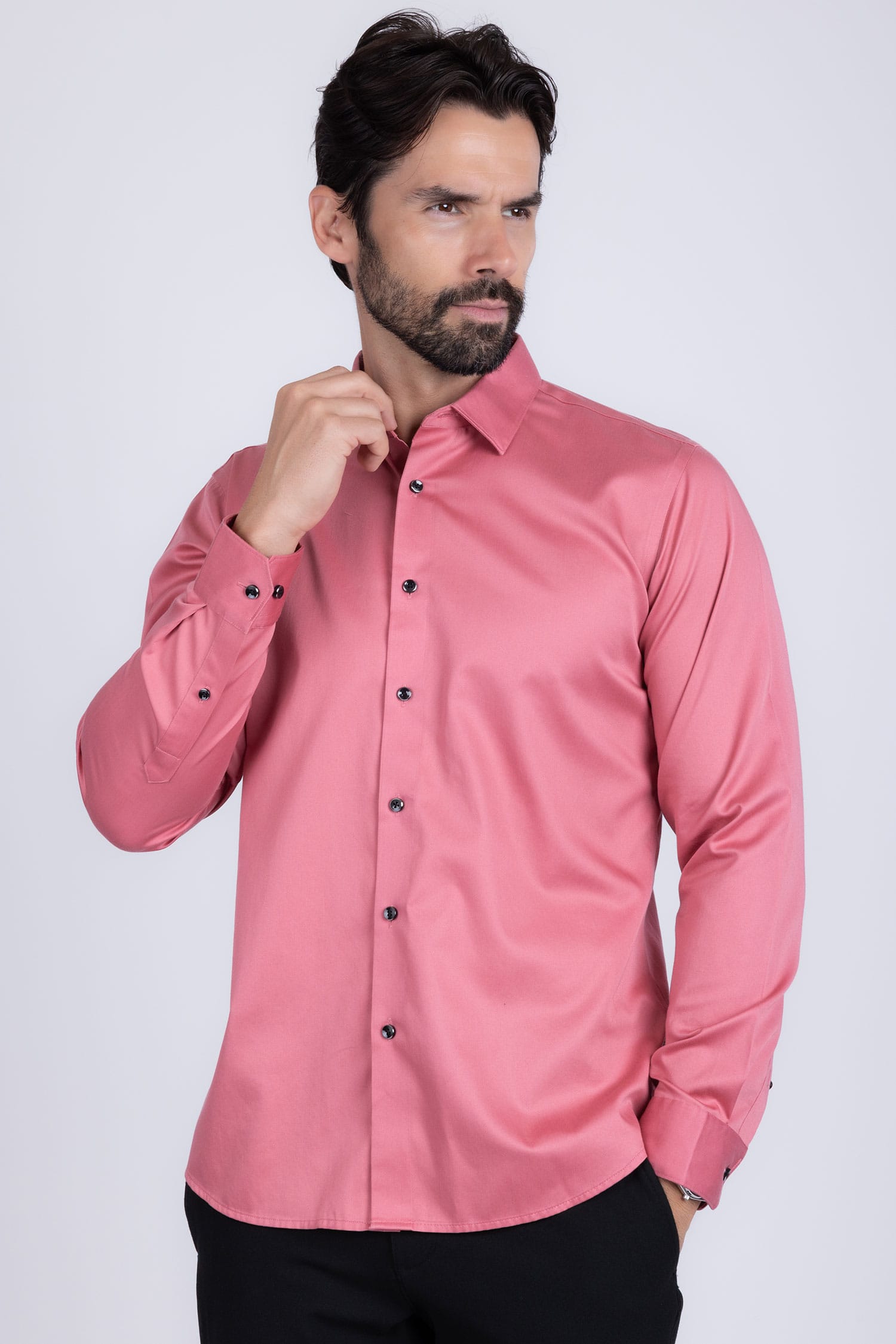 BARABAS Men's Solid Basic Palin Premium Button Down Dress Shirts 2DPS01 Rose