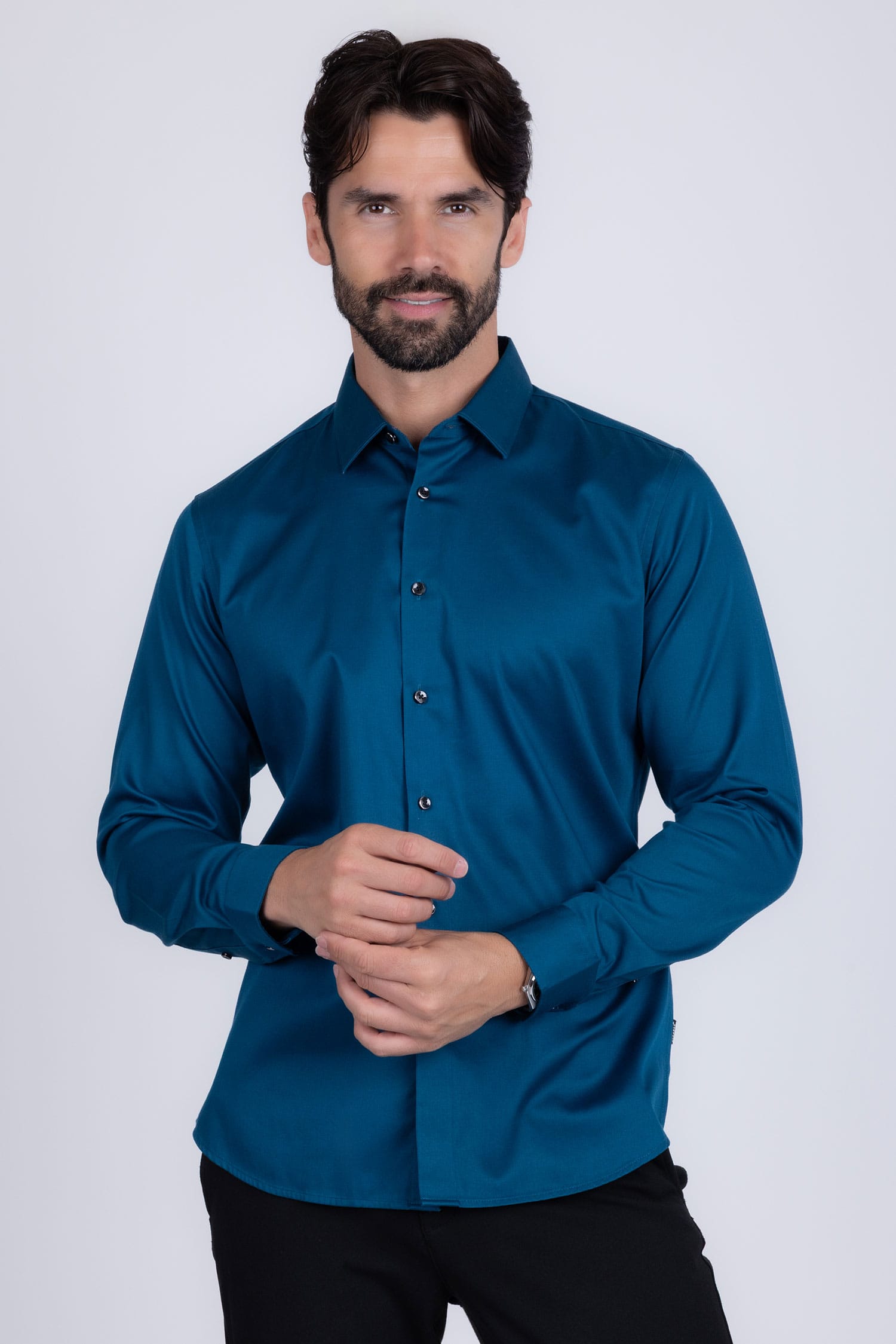 BARABAS Men's Solid Basic Palin Premium Button Down Dress Shirts 2DPS01 Teal