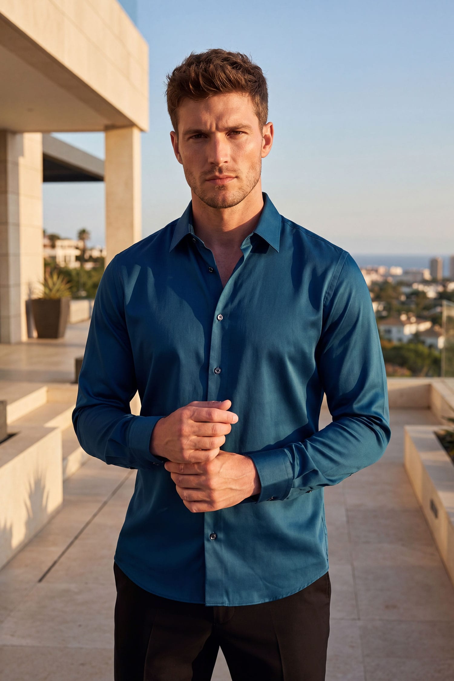 BARABAS Men's Solid Basic Palin Premium Button Down Dress Shirts 2DPS01 Teal