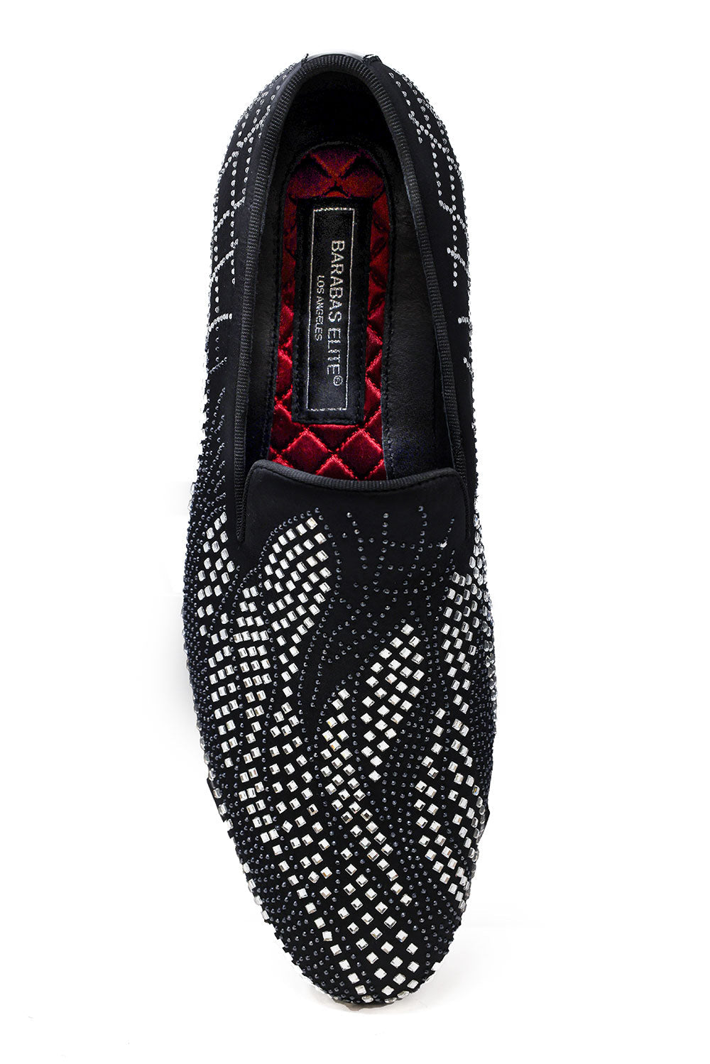 Barabas Men's Jewel Studded Pattern Slip On Luxury Dress Shoes 2ESH1 Black