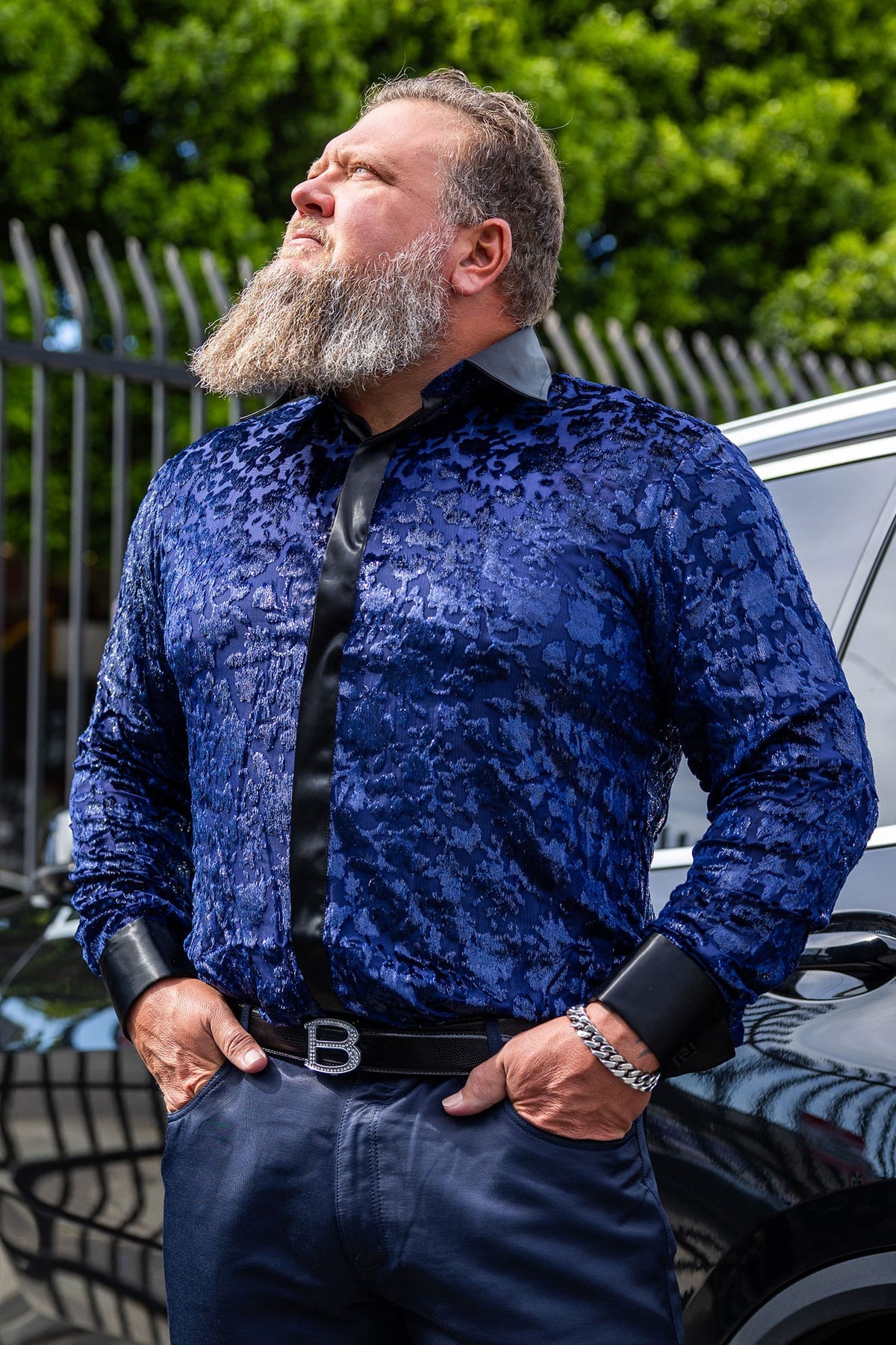 Barabas Men's Luxury French Cuff Long Sleeve Button Down Shirt FCS1003 Royal Black