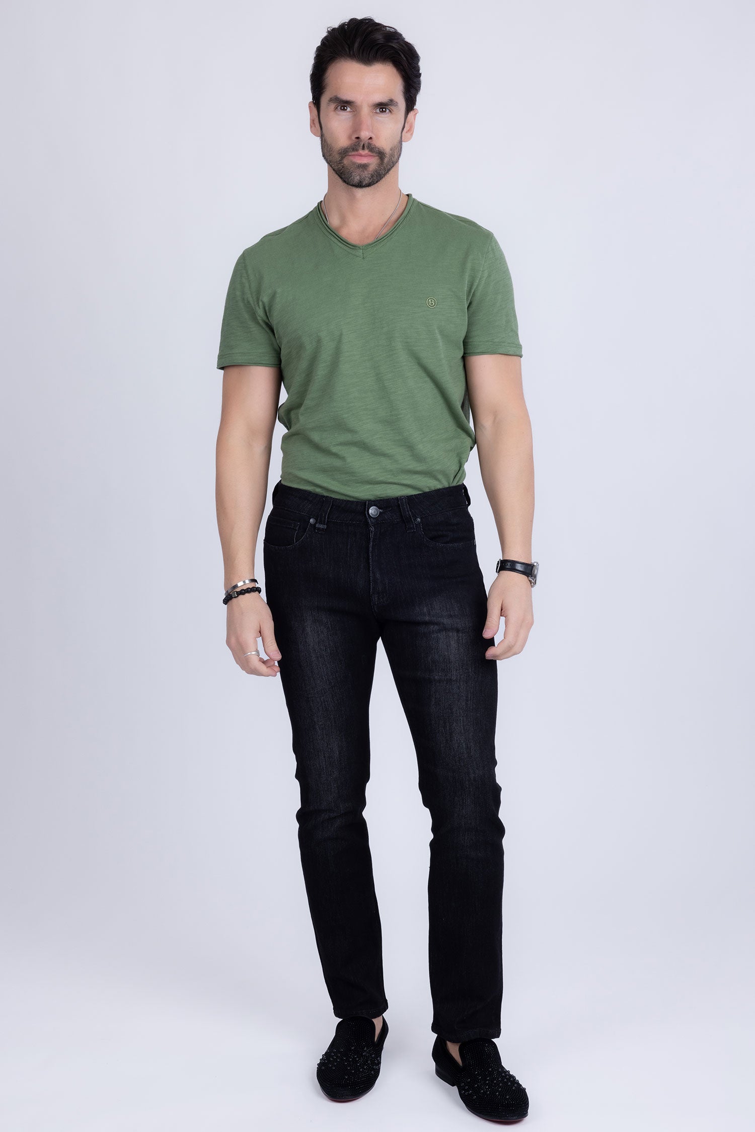 Barabas Men's Premium Light Wash Modern Denim Straight Jeans 2JE01ST Black