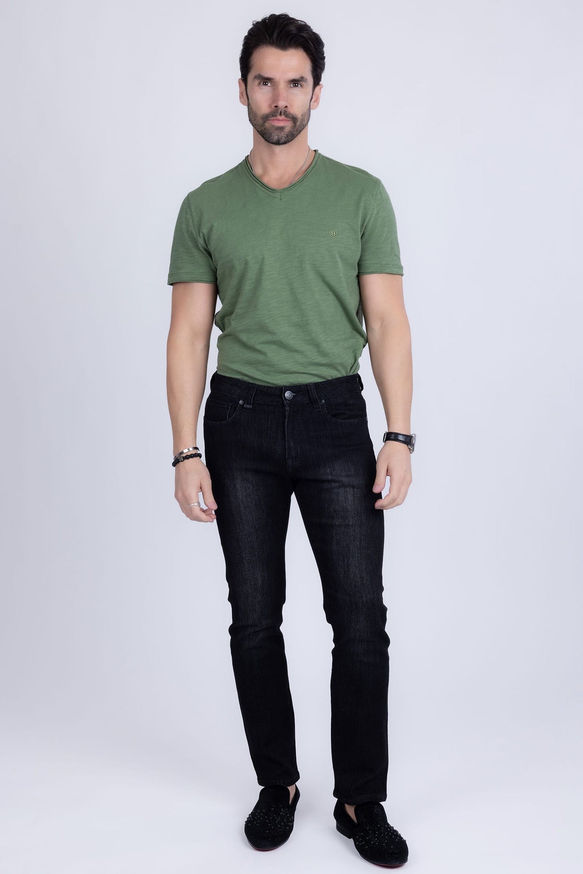 Barabas Men's Premium Light Wash Modern Denim Straight Jeans 2JE01ST Black