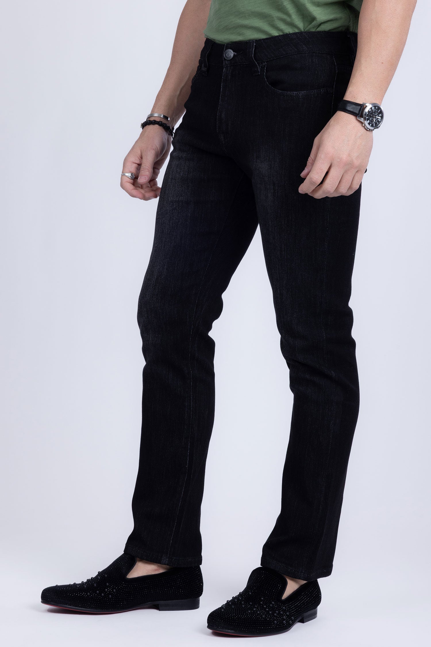 Barabas Men's Premium Light Wash Modern Denim Straight Jeans 2JE01ST Black