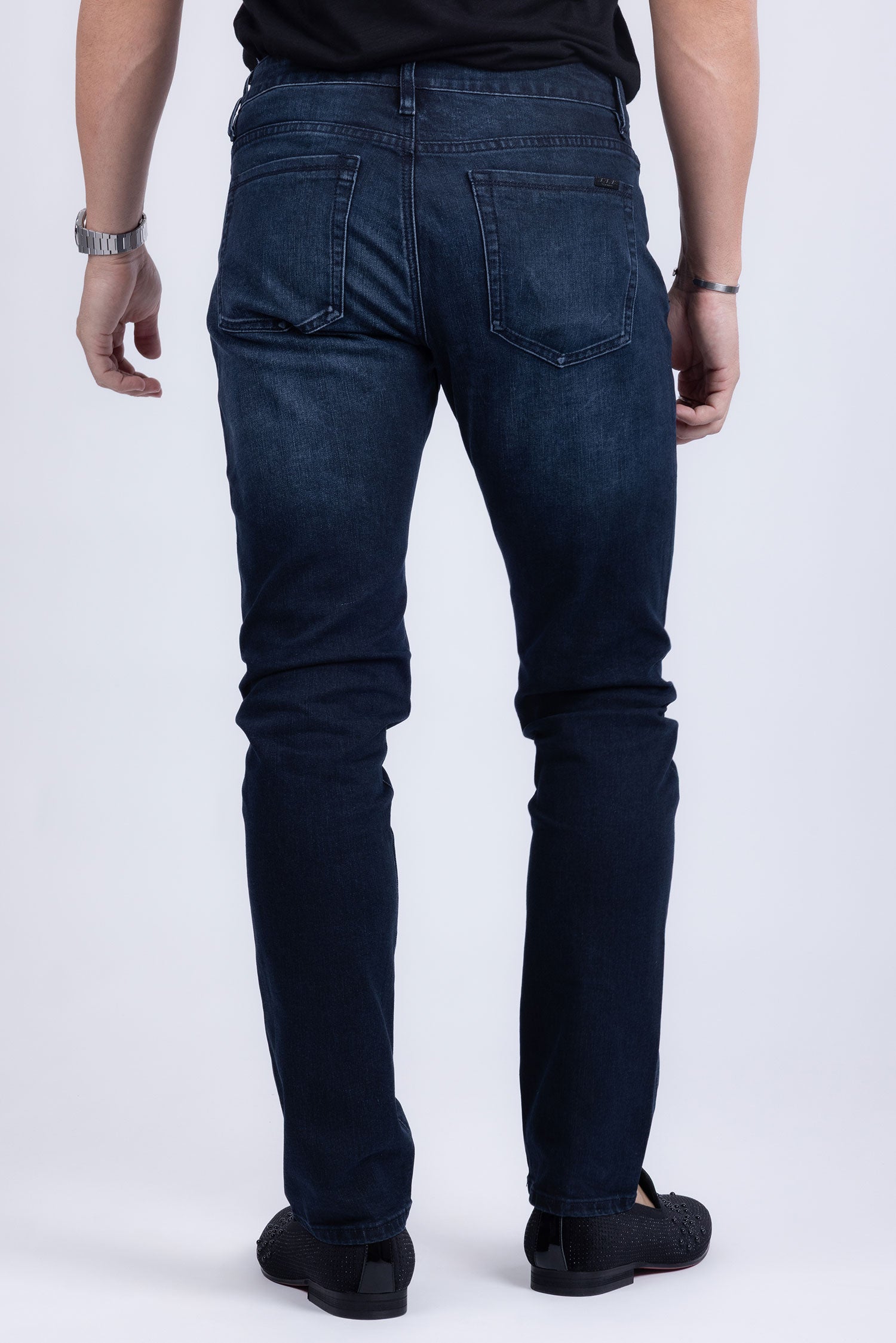 Barabas Men's Premium Dark Wash Blue Denim Straight Jeans 2JE07ST Blue